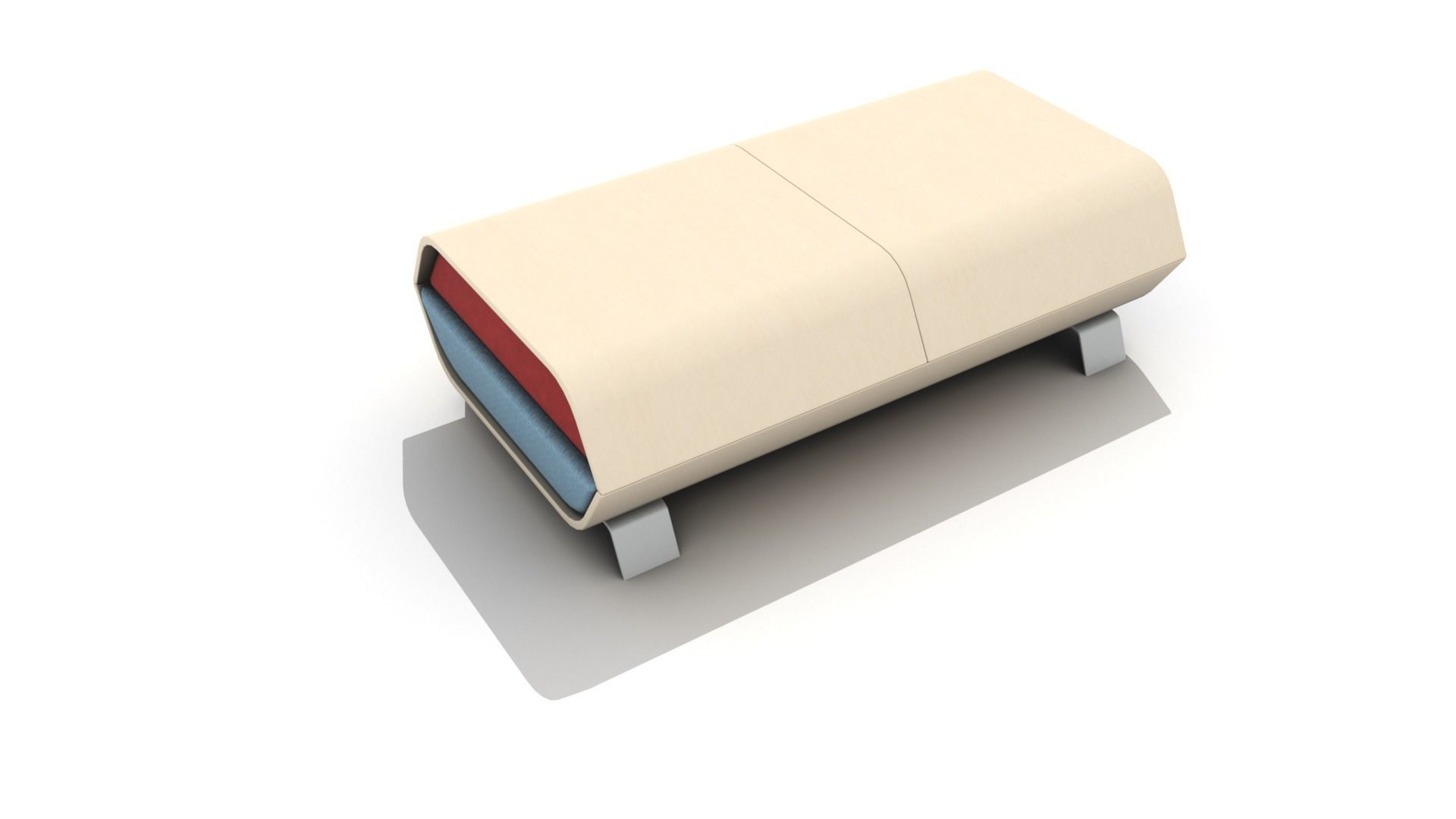 Hollow Wooden Coffee Table with Cushions  Low-poly 3D model_1