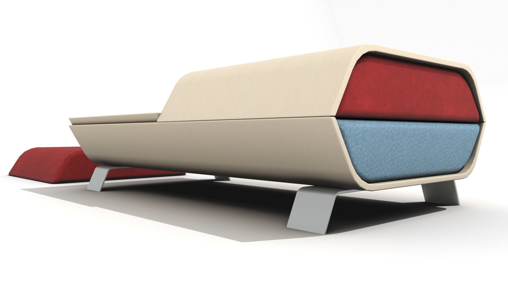 Hollow Wooden Coffee Table with Cushions  Low-poly 3D model_9