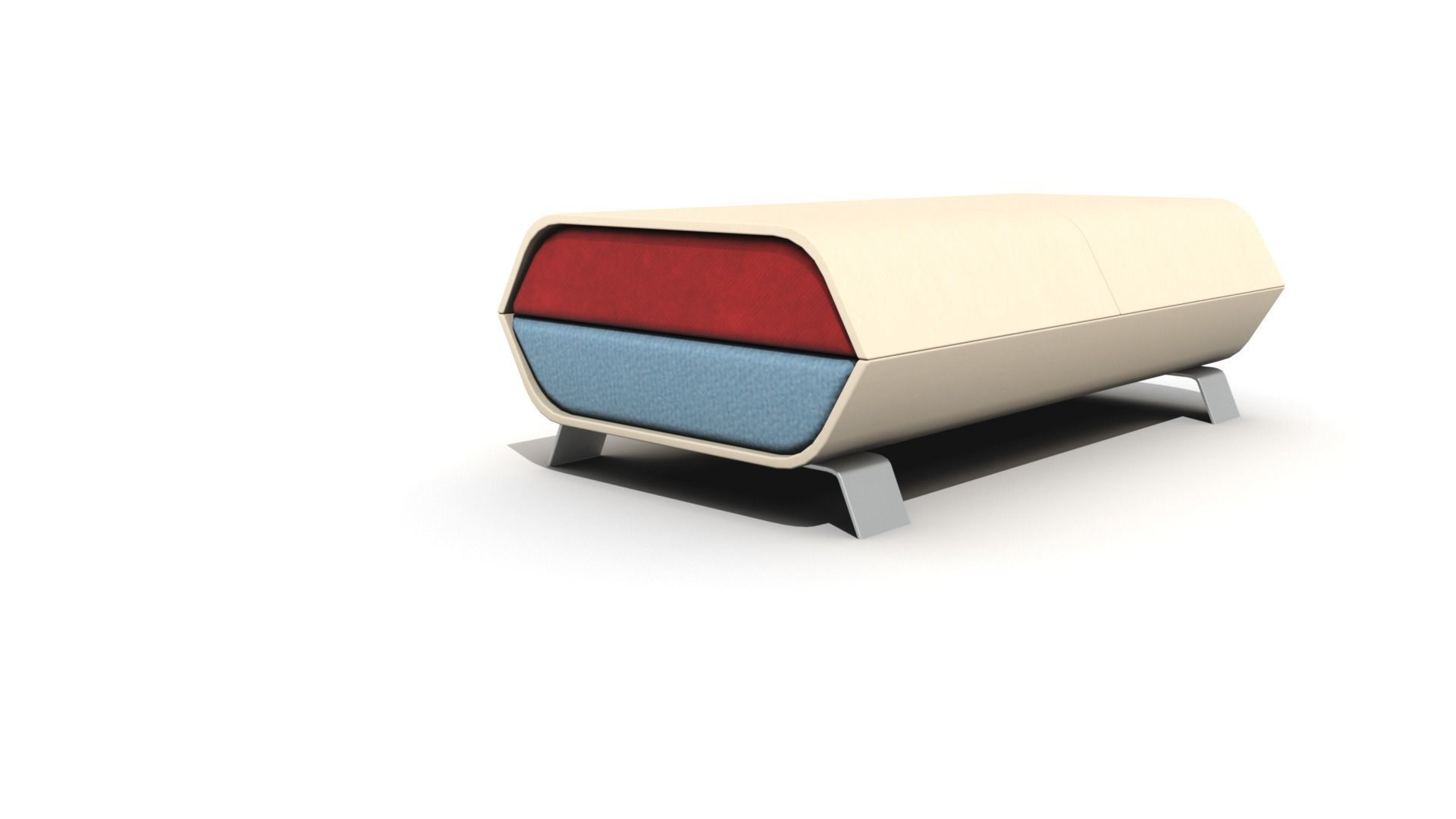 Hollow Wooden Coffee Table with Cushions  Low-poly 3D model_3