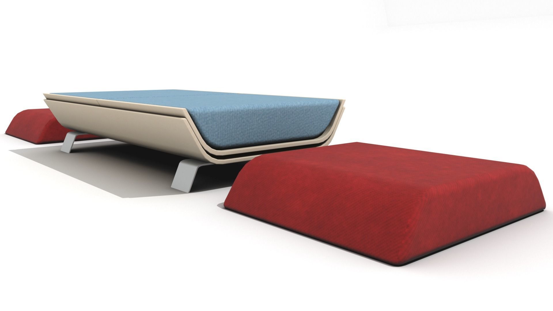 Hollow Wooden Coffee Table with Cushions  Low-poly 3D model_10