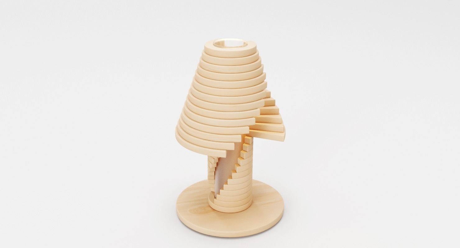 Creative Wooden Table Lamp 3D model_2