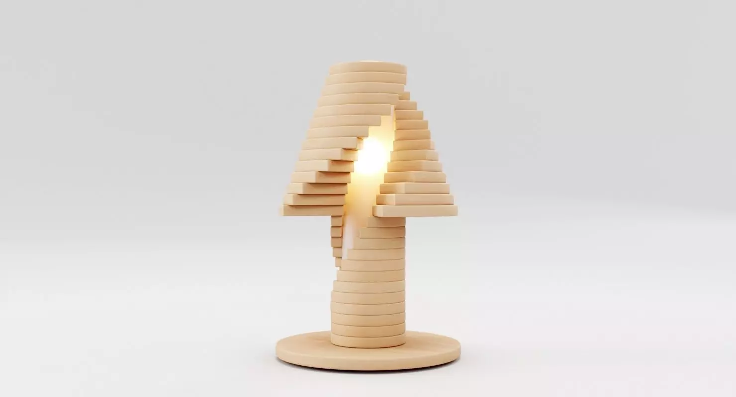 Creative Wooden Table Lamp 3D model_0
