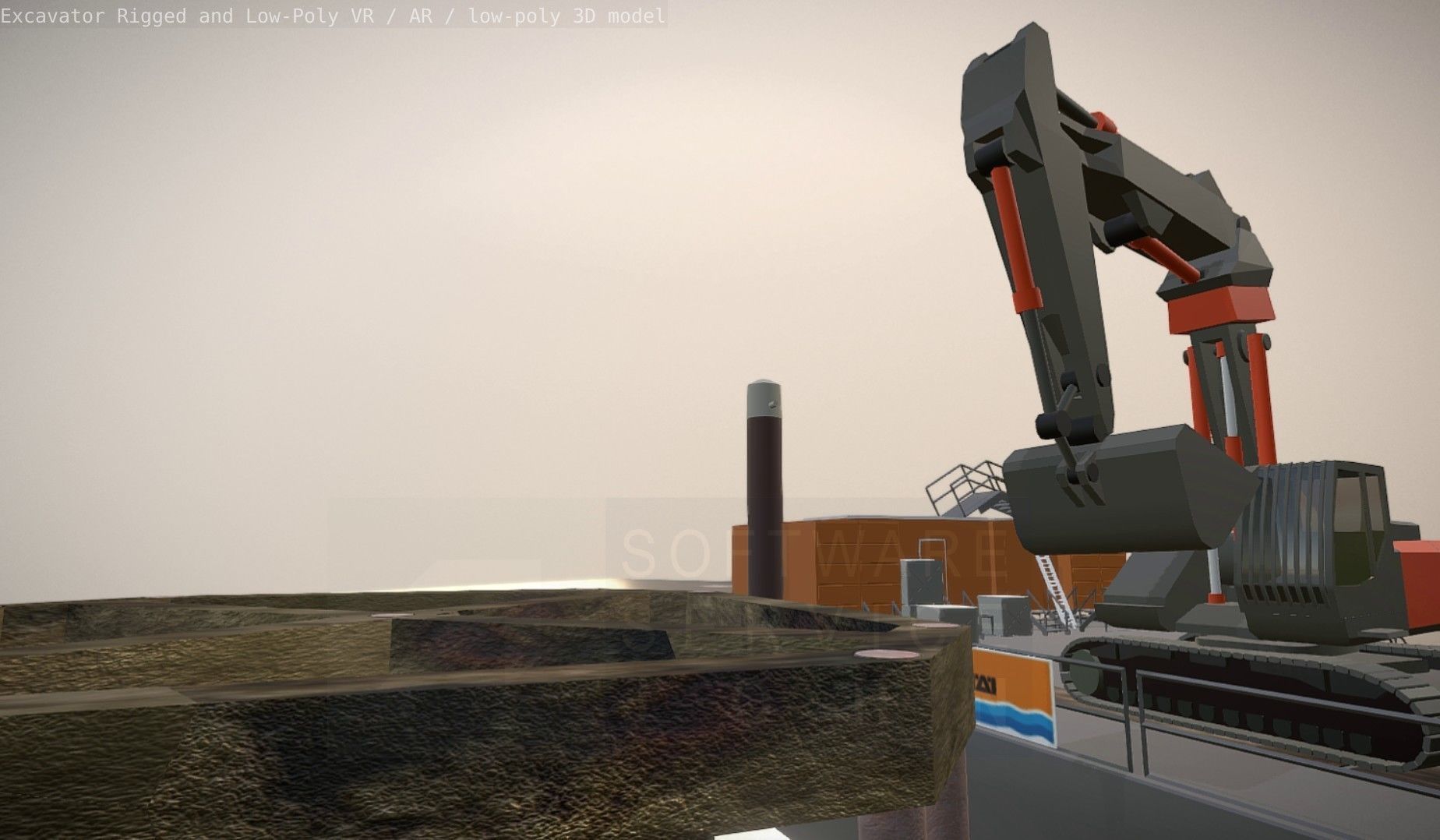 Excavator Rigged and  Low-Poly  Low-poly 3D model_42