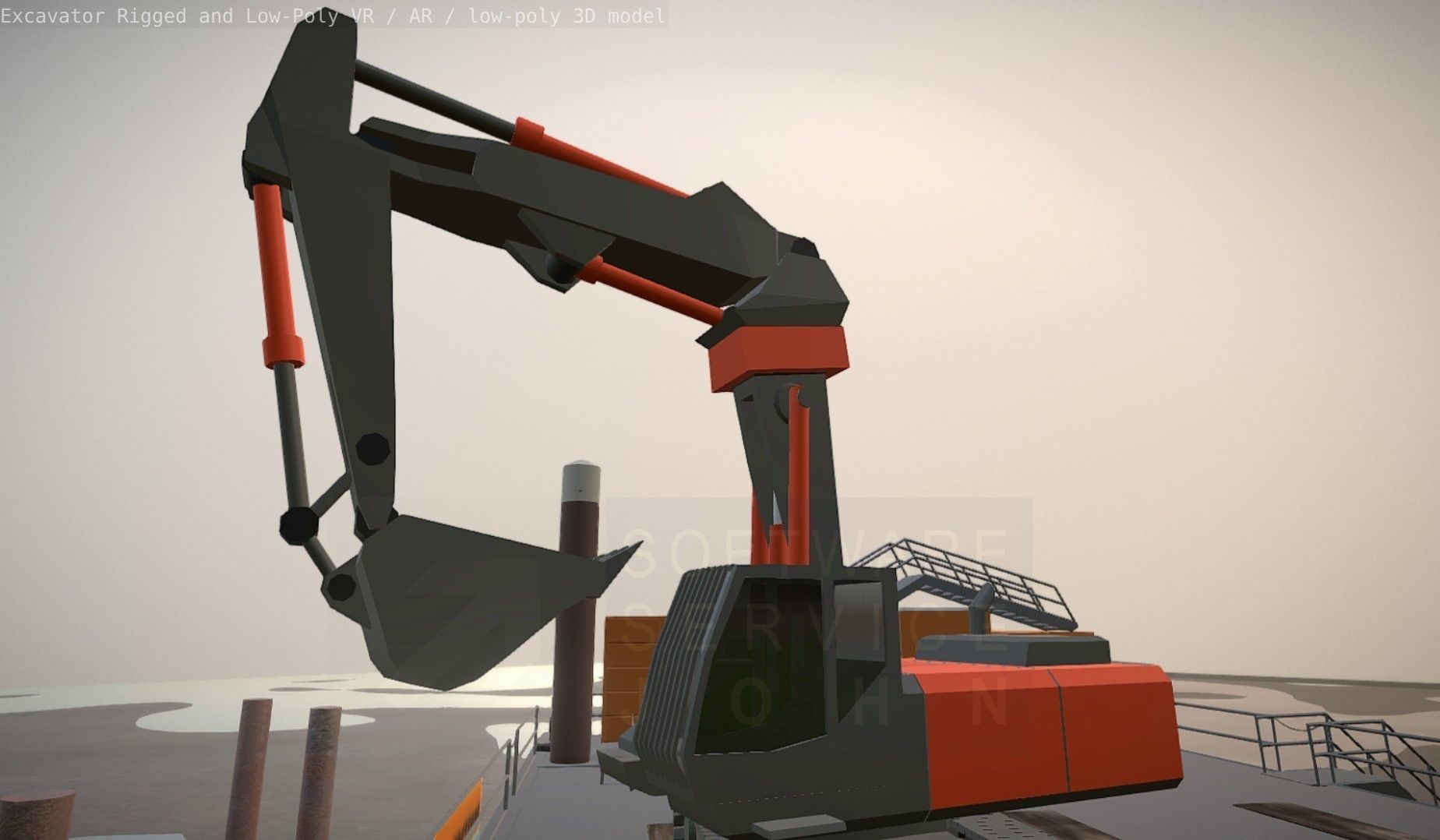 Excavator Rigged and  Low-Poly  Low-poly 3D model_50