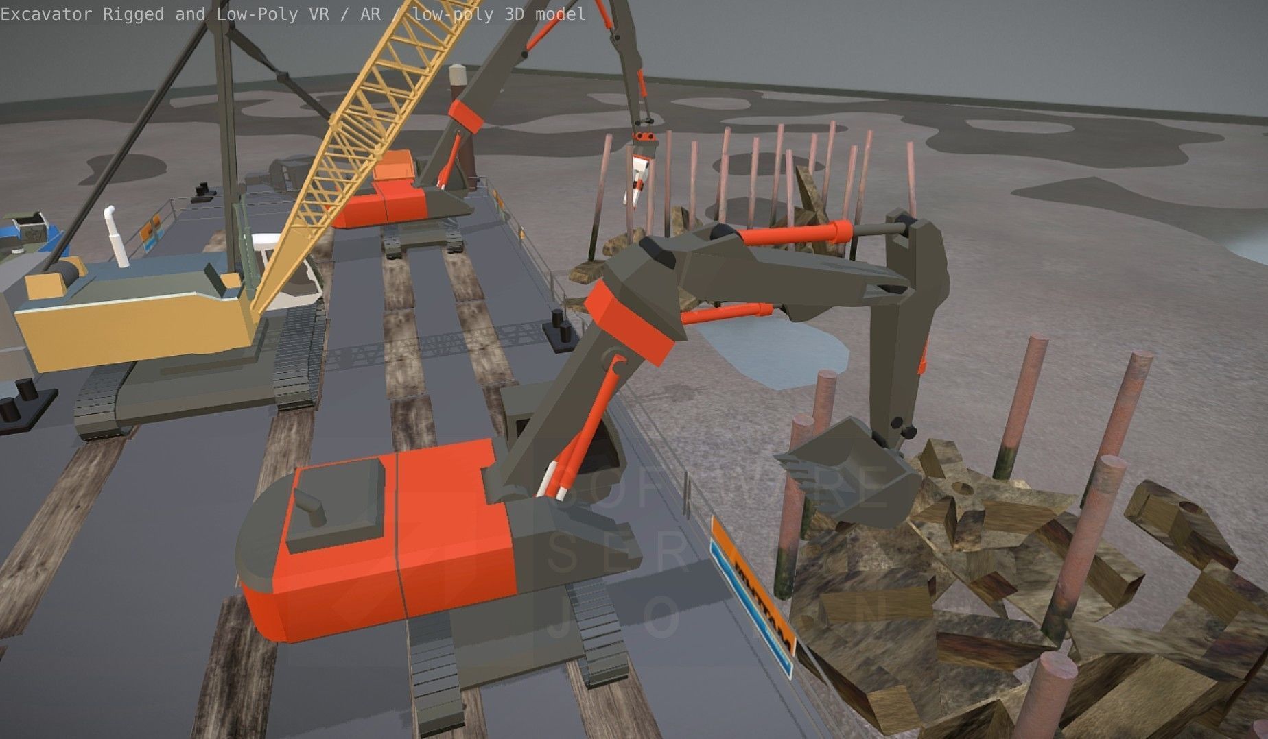 Excavator Rigged and  Low-Poly  Low-poly 3D model_60