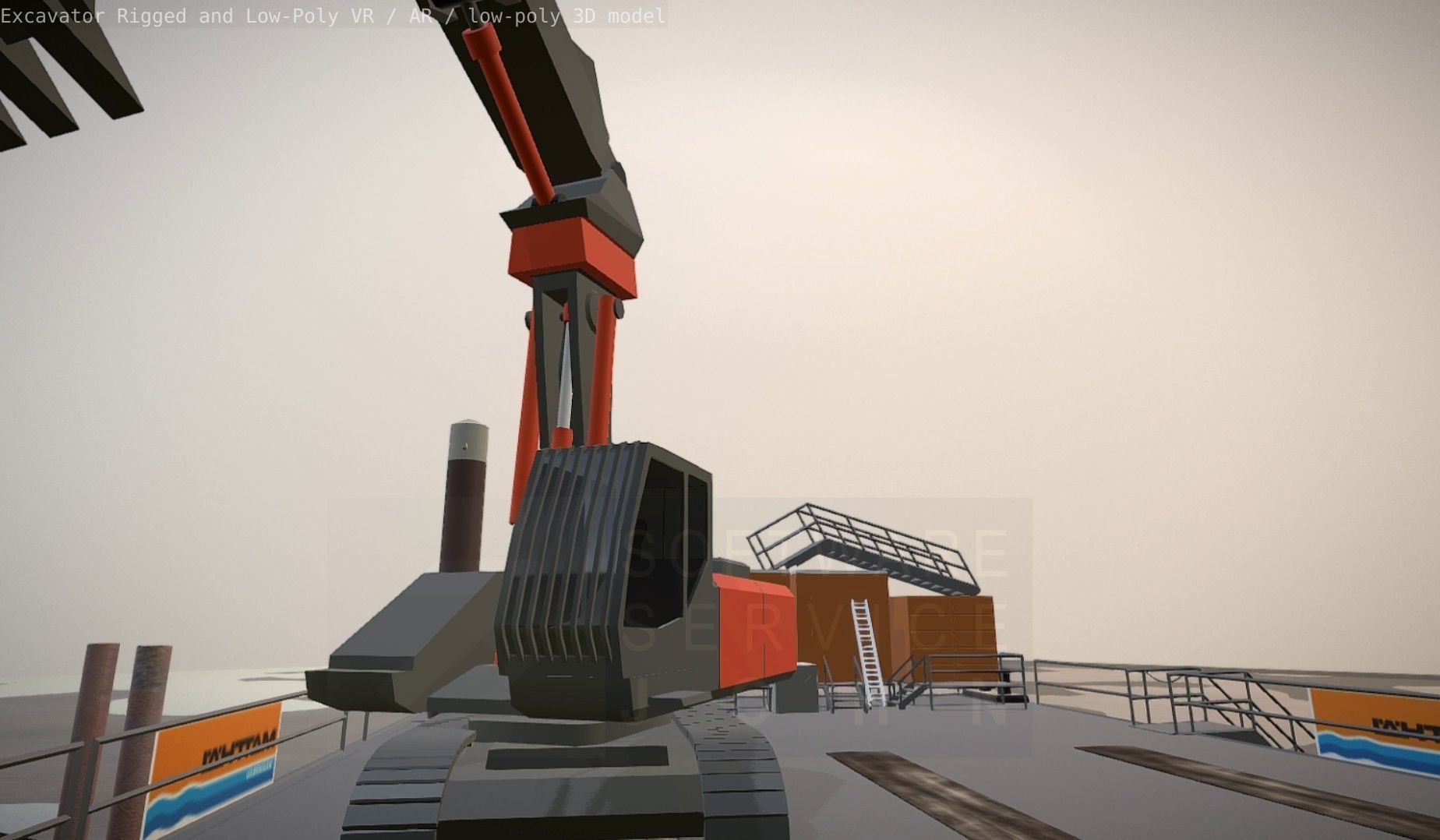 Excavator Rigged and  Low-Poly  Low-poly 3D model_53
