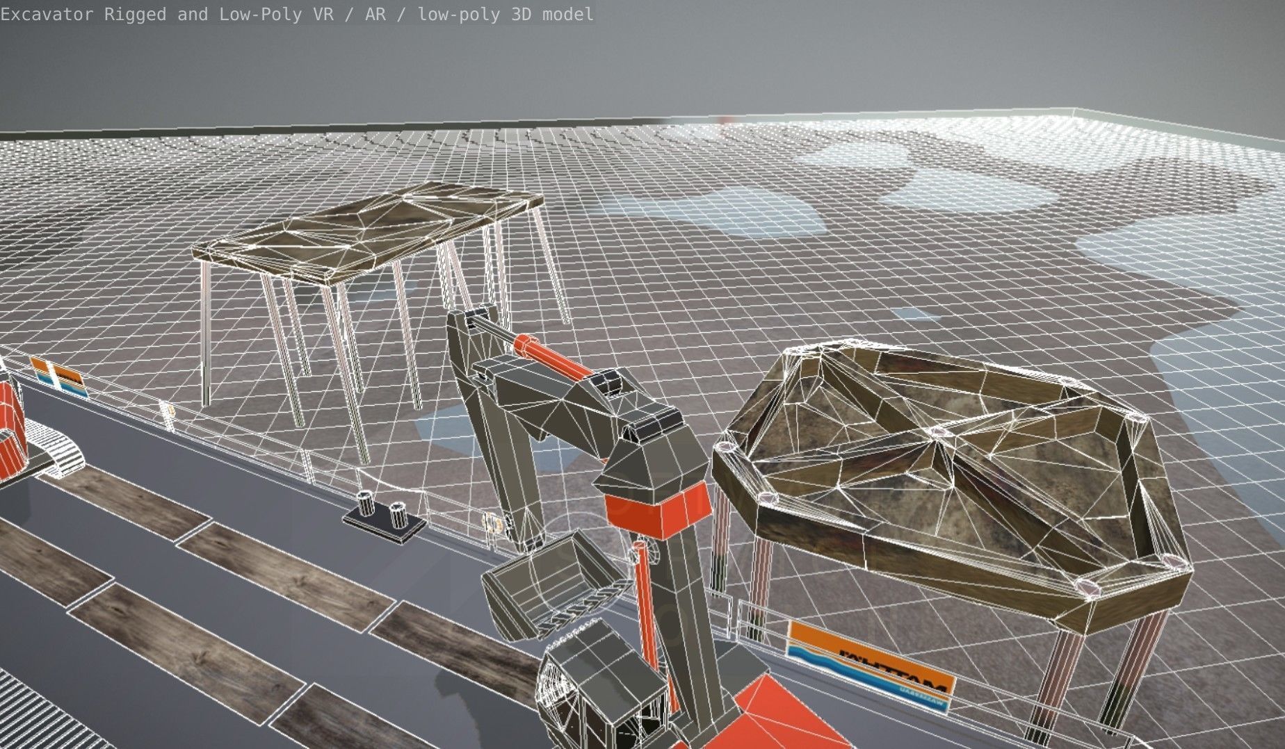 Excavator Rigged and  Low-Poly  Low-poly 3D model_83