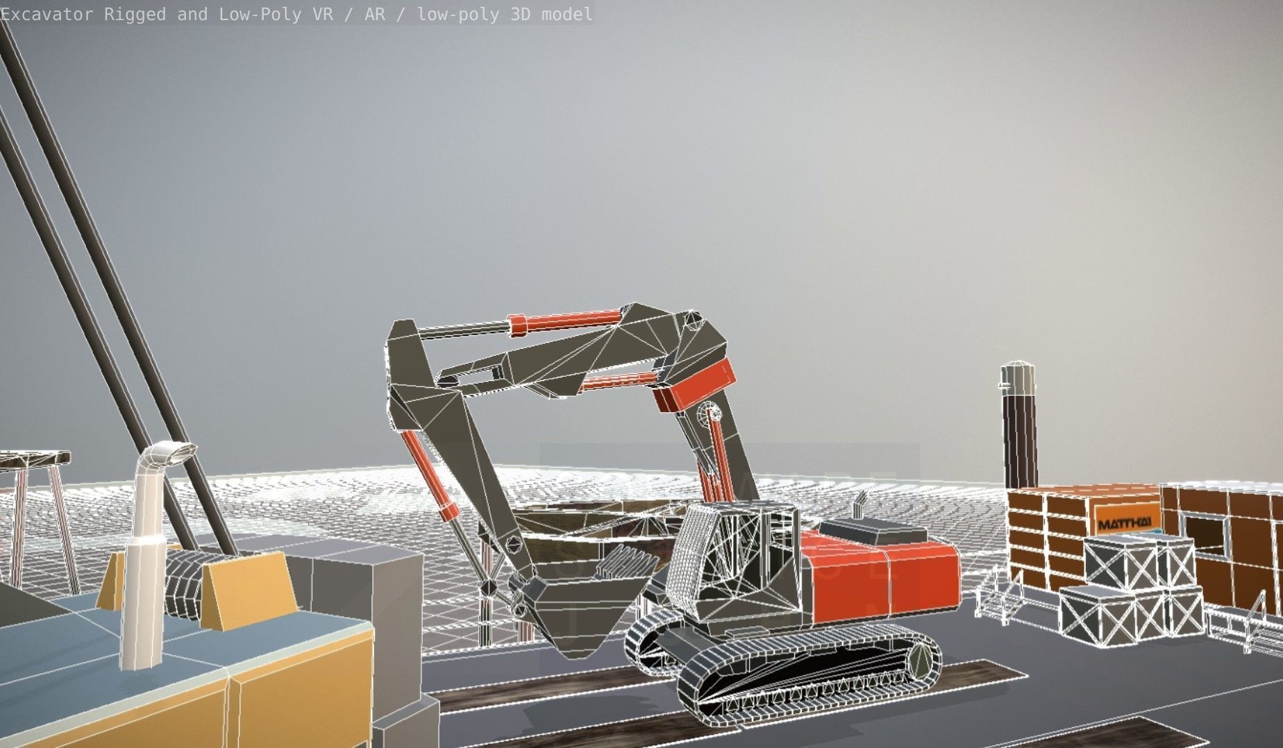 Excavator Rigged and  Low-Poly  Low-poly 3D model_67
