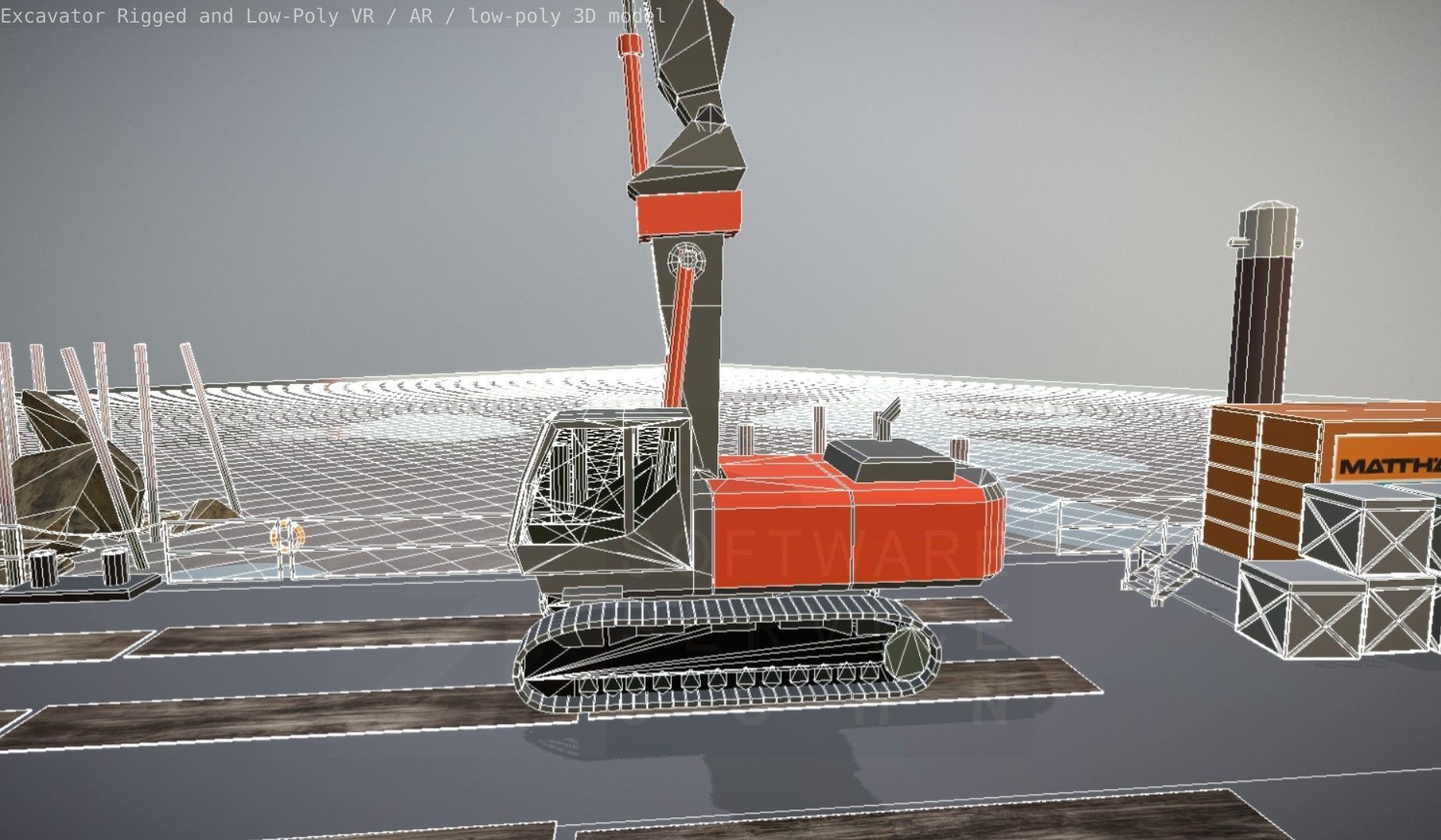 Excavator Rigged and  Low-Poly  Low-poly 3D model_65