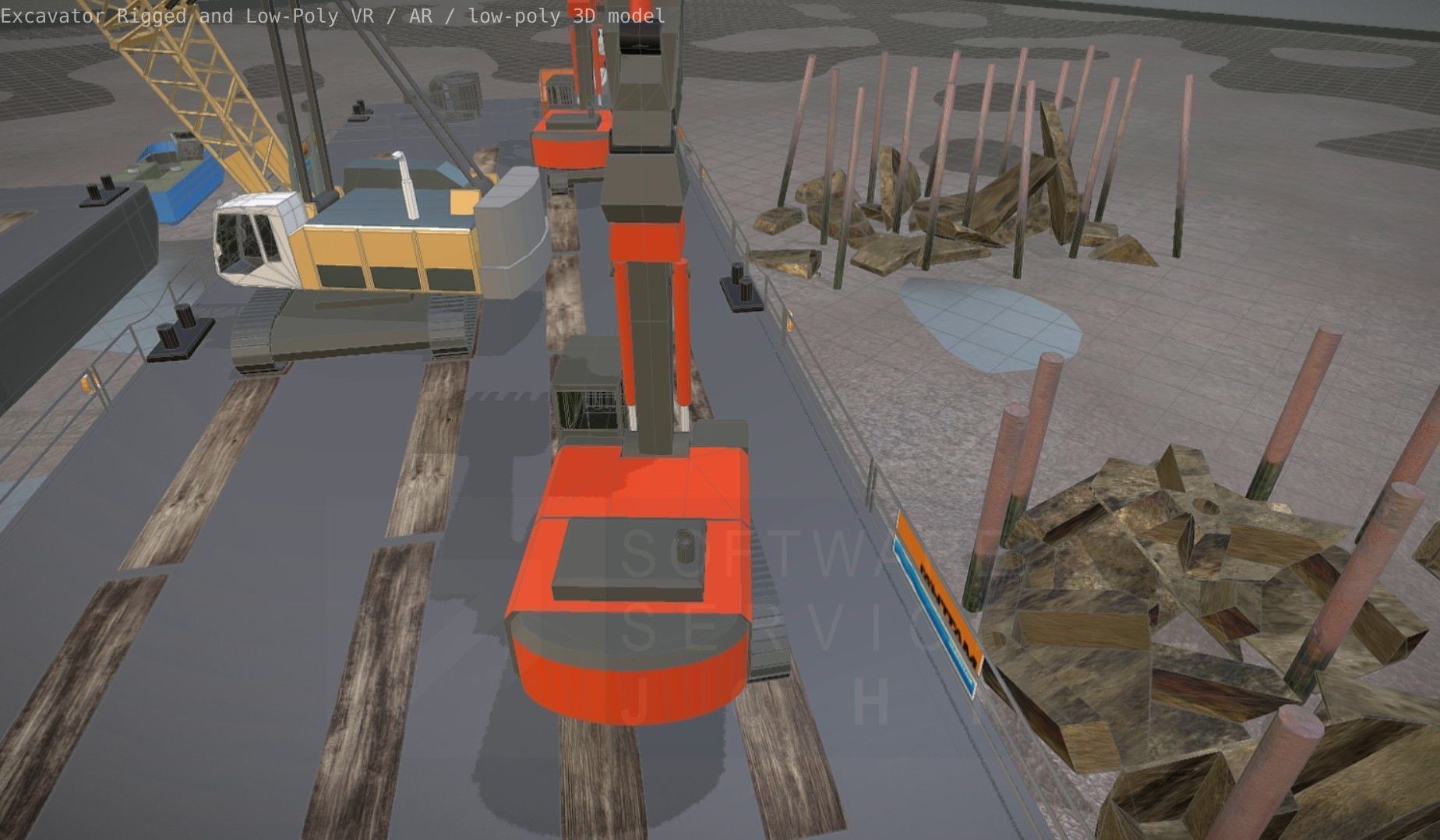 Excavator Rigged and  Low-Poly  Low-poly 3D model_64