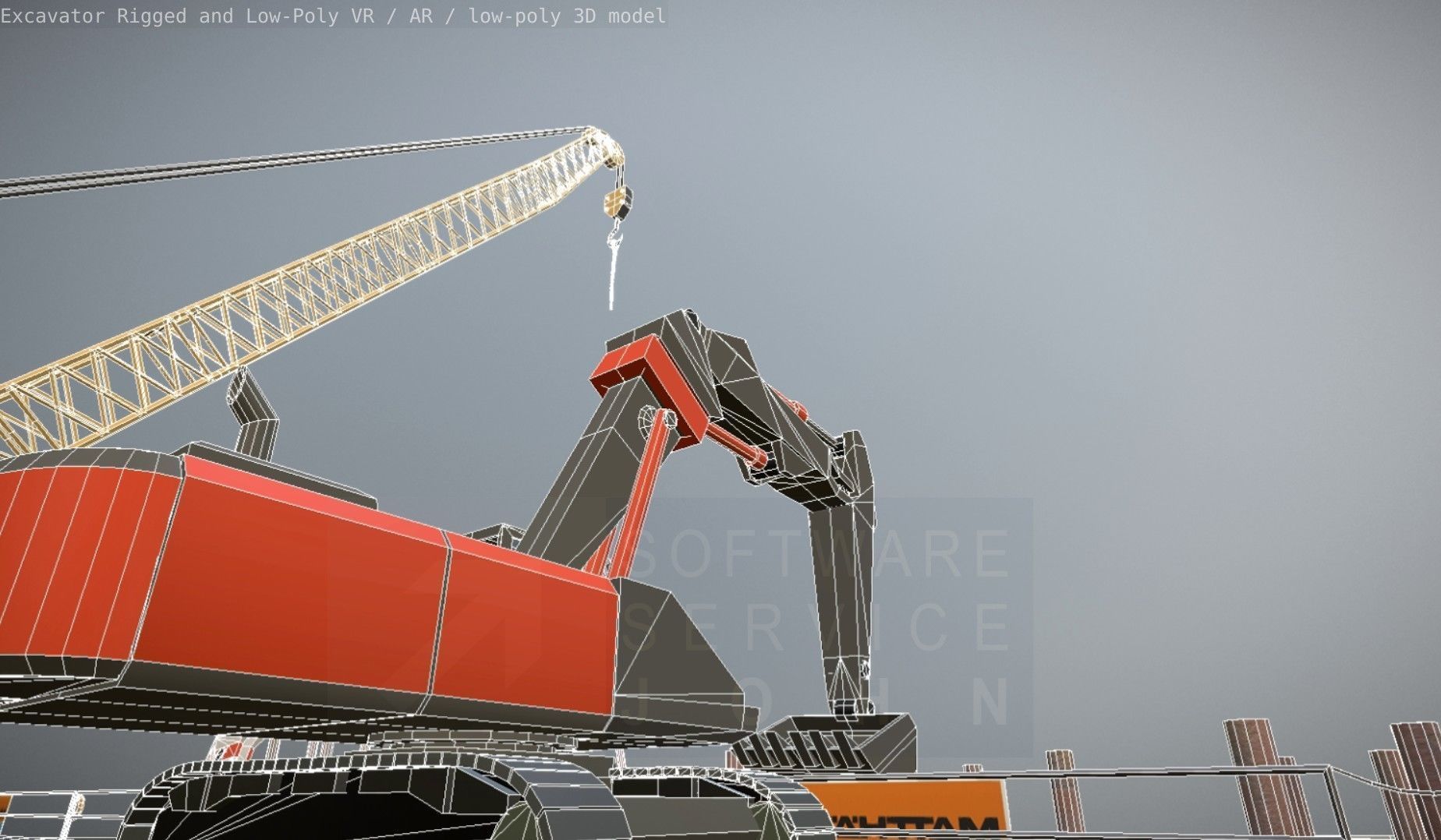 Excavator Rigged and  Low-Poly  Low-poly 3D model_74