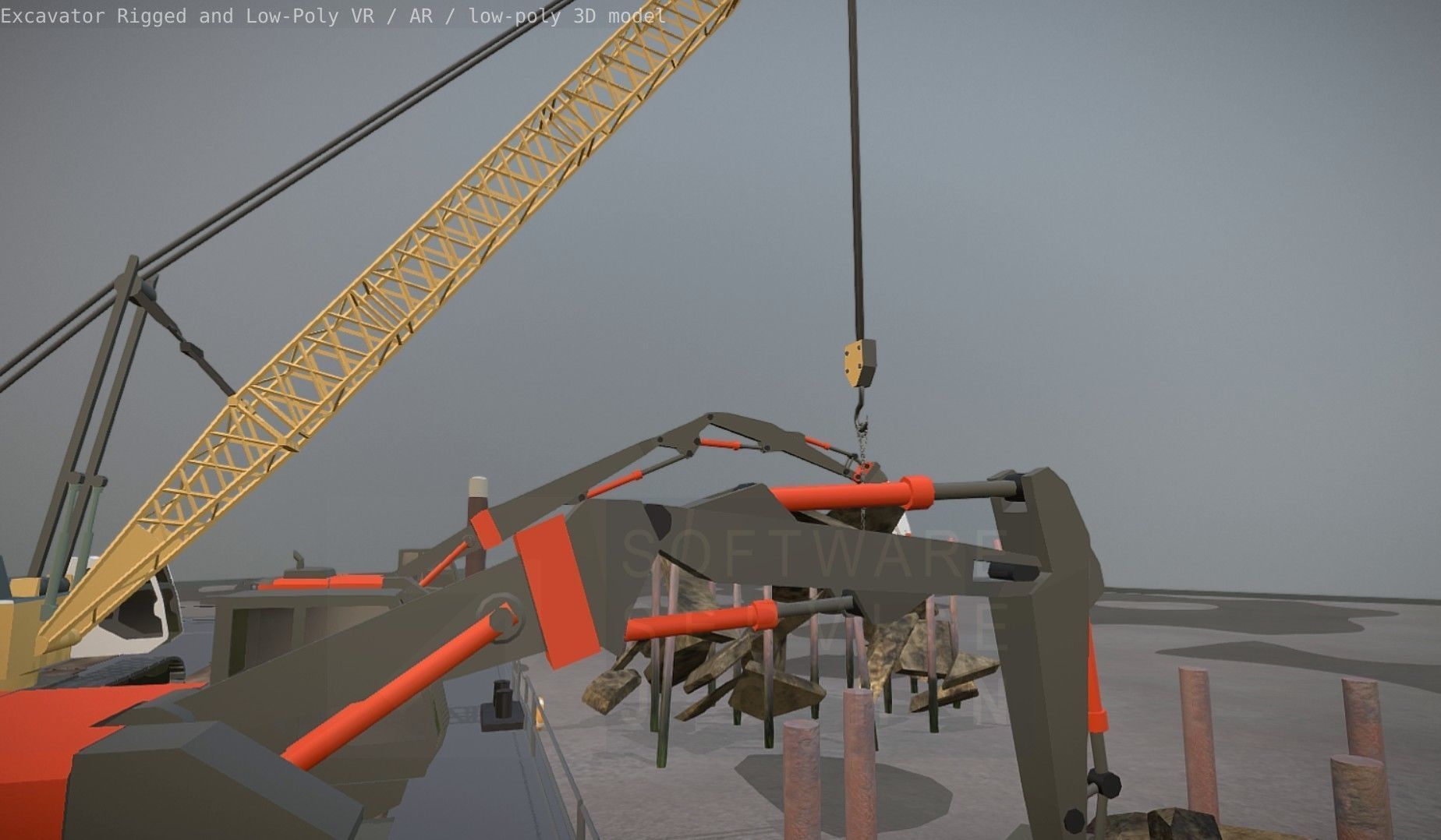 Excavator Rigged and  Low-Poly  Low-poly 3D model_59