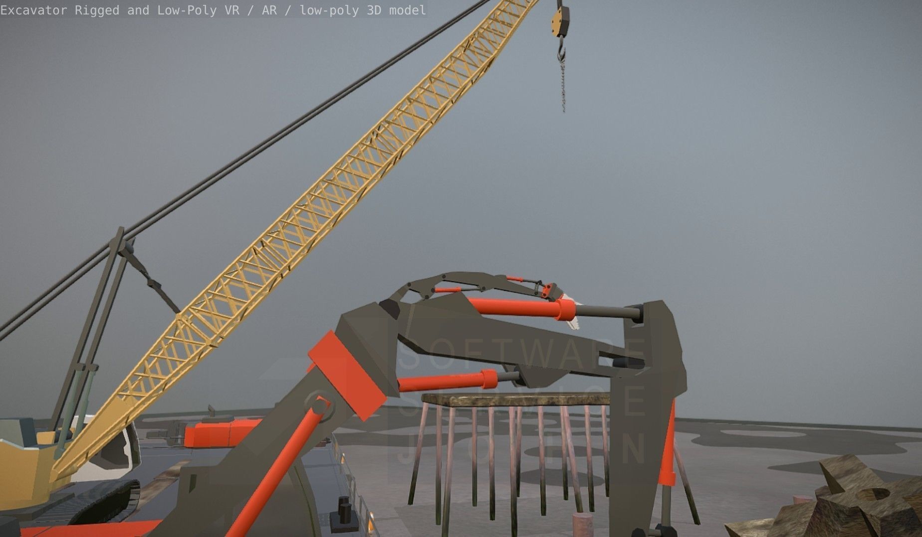 Excavator Rigged and  Low-Poly  Low-poly 3D model_55