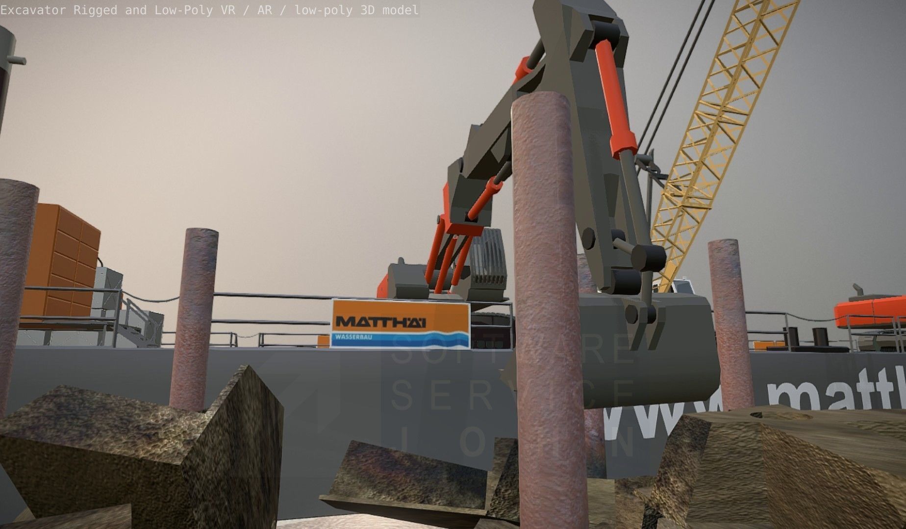 Excavator Rigged and  Low-Poly  Low-poly 3D model_47