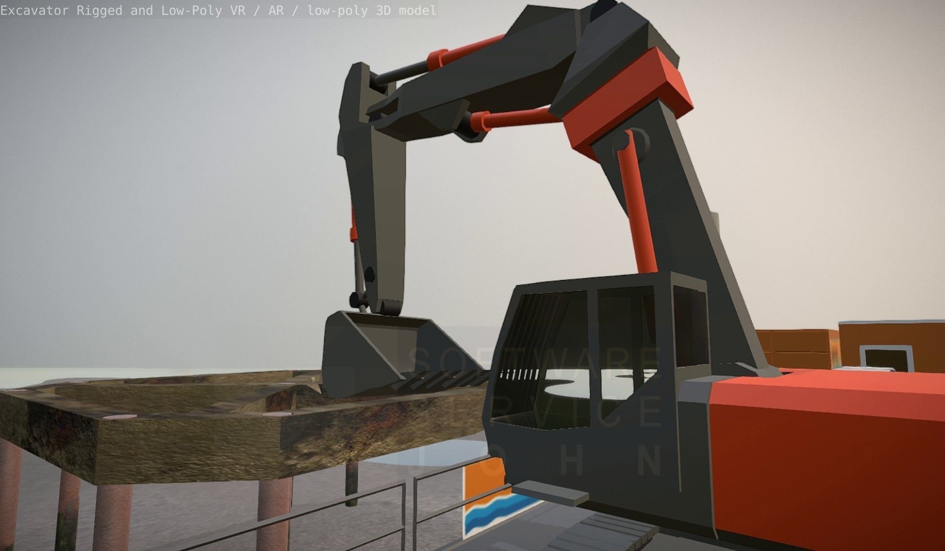 Excavator Rigged and  Low-Poly  Low-poly 3D model_43