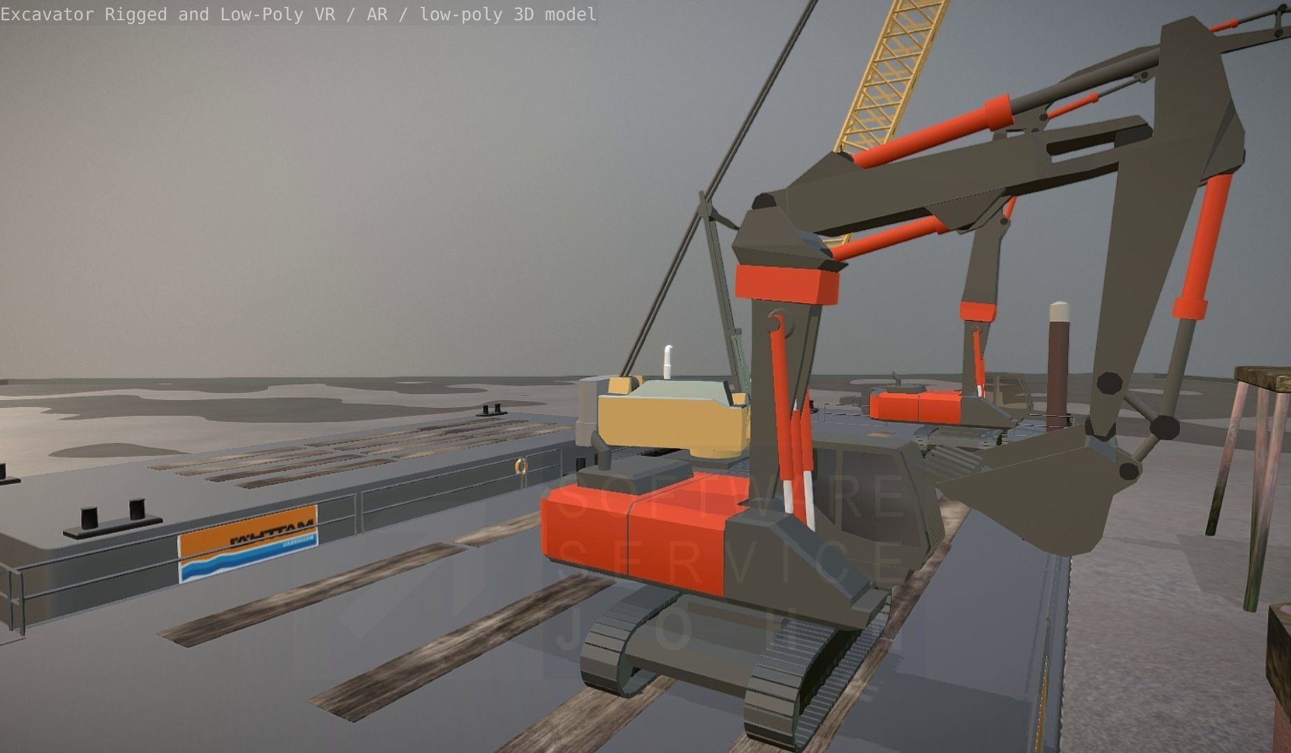 Excavator Rigged and  Low-Poly  Low-poly 3D model_56