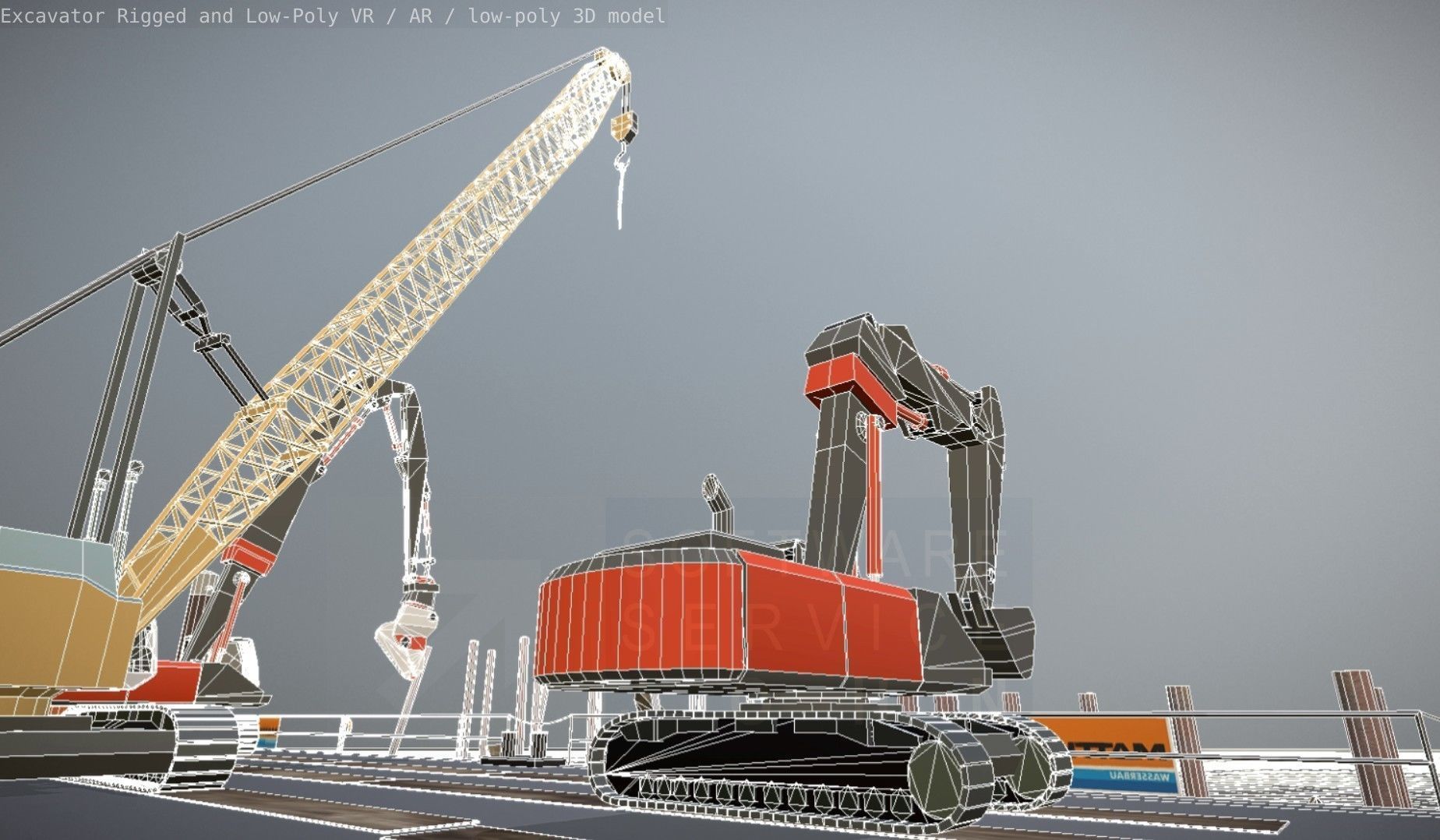 Excavator Rigged and  Low-Poly  Low-poly 3D model_75