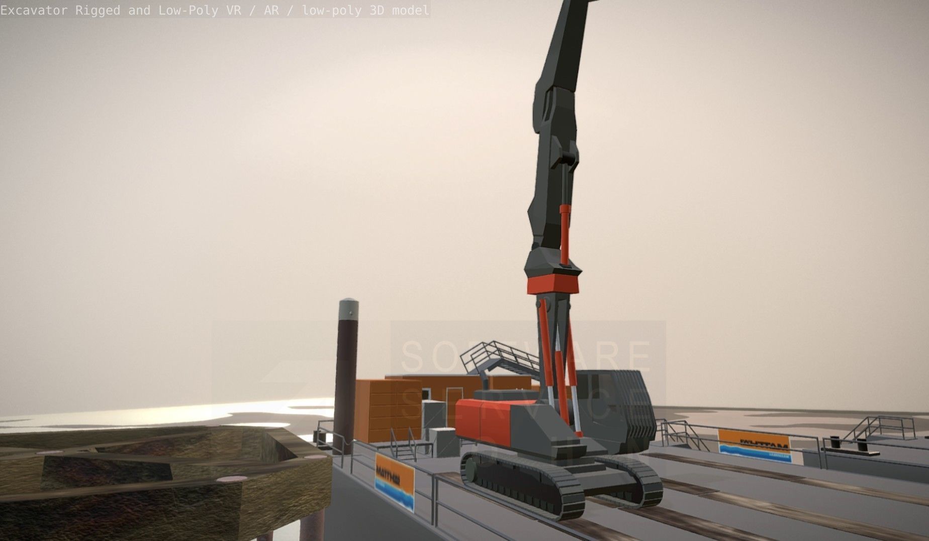 Excavator Rigged and  Low-Poly  Low-poly 3D model_37