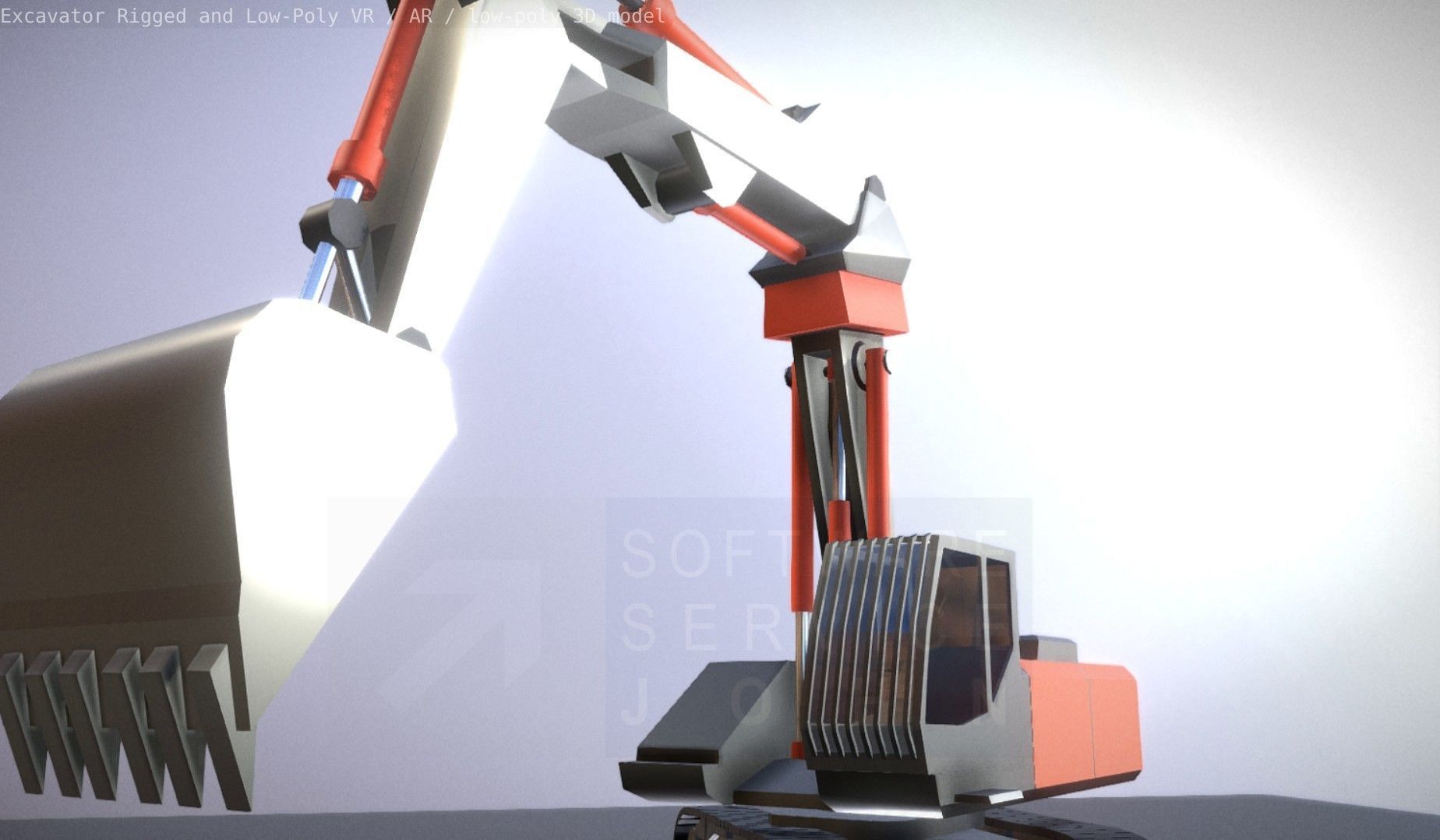 Excavator Rigged and  Low-Poly  Low-poly 3D model_39