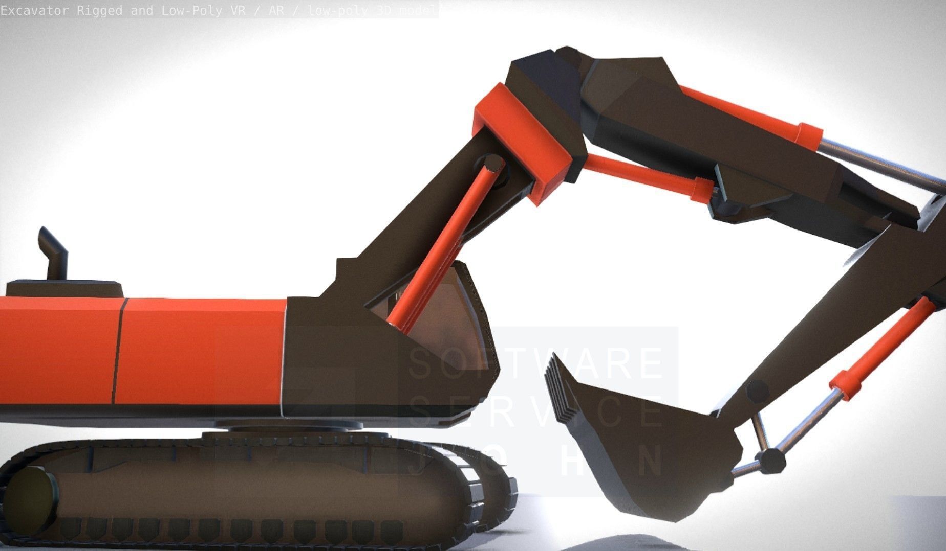 Excavator Rigged and  Low-Poly  Low-poly 3D model_34