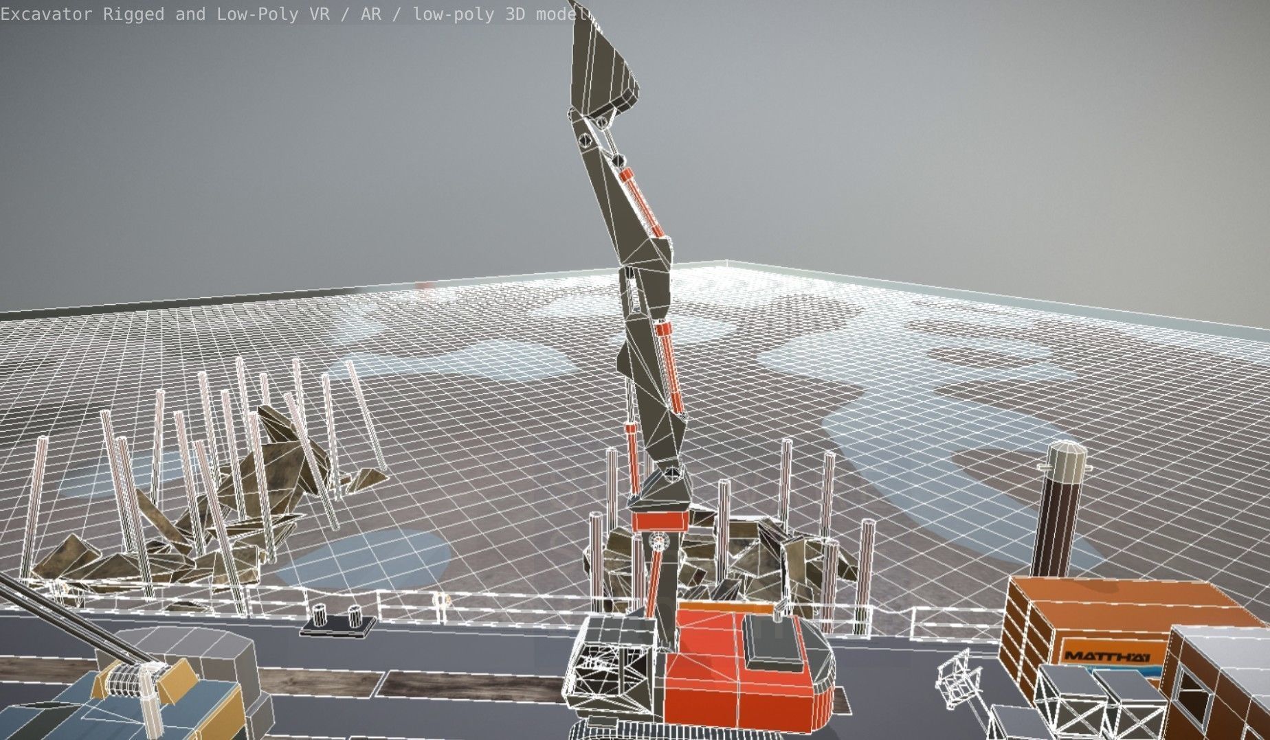Excavator Rigged and  Low-Poly  Low-poly 3D model_78