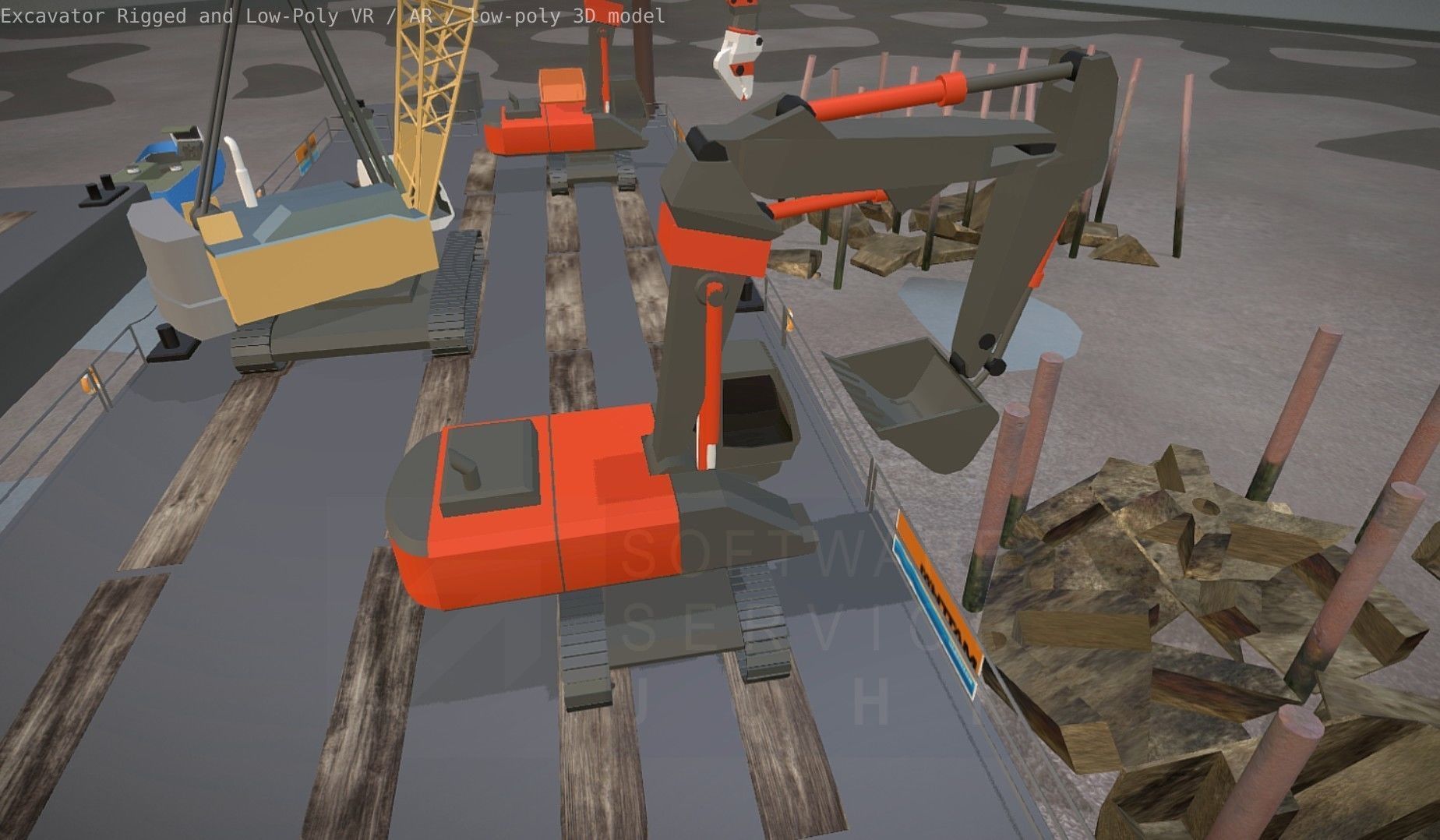 Excavator Rigged and  Low-Poly  Low-poly 3D model_62