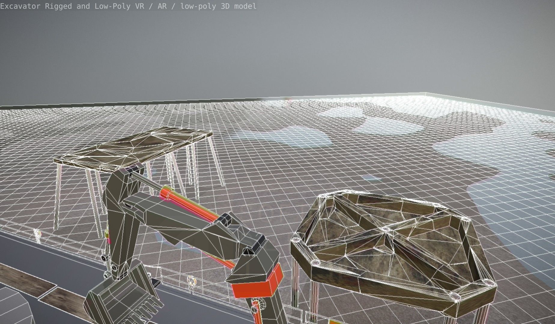 Excavator Rigged and  Low-Poly  Low-poly 3D model_79