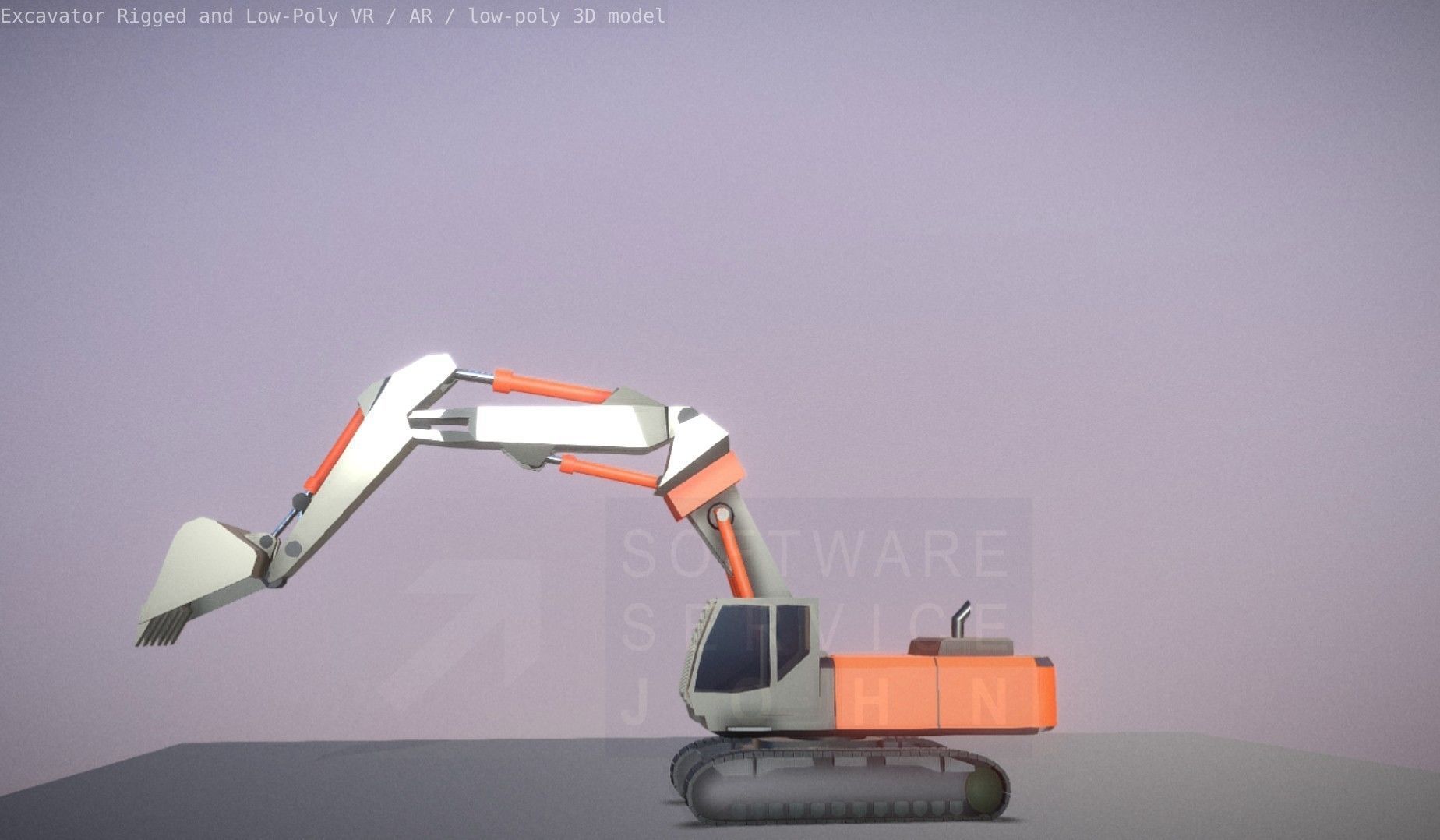 Excavator Rigged and  Low-Poly  Low-poly 3D model_21