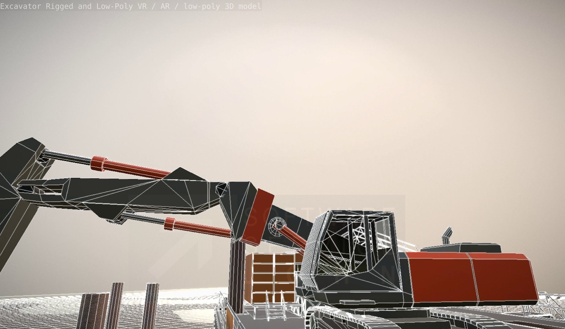 Excavator Rigged and  Low-Poly  Low-poly 3D model_72