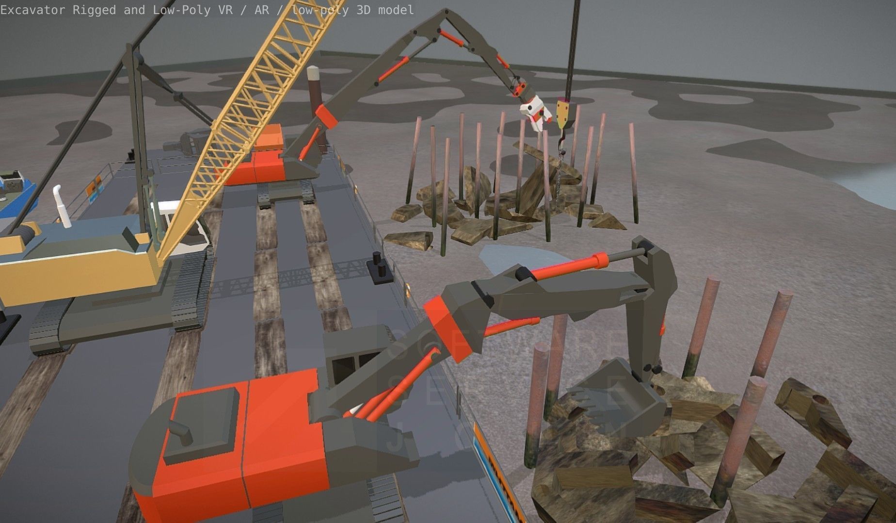 Excavator Rigged and  Low-Poly  Low-poly 3D model_61