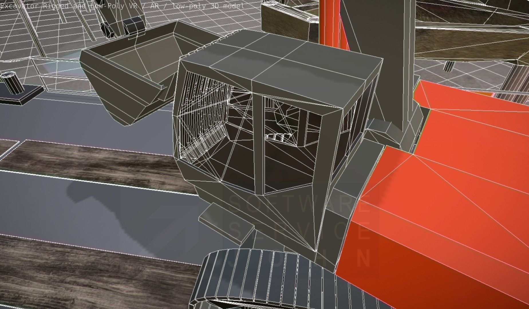 Excavator Rigged and  Low-Poly  Low-poly 3D model_88