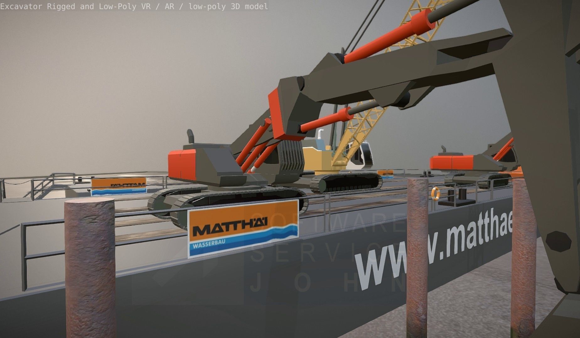Excavator Rigged and  Low-Poly  Low-poly 3D model_45