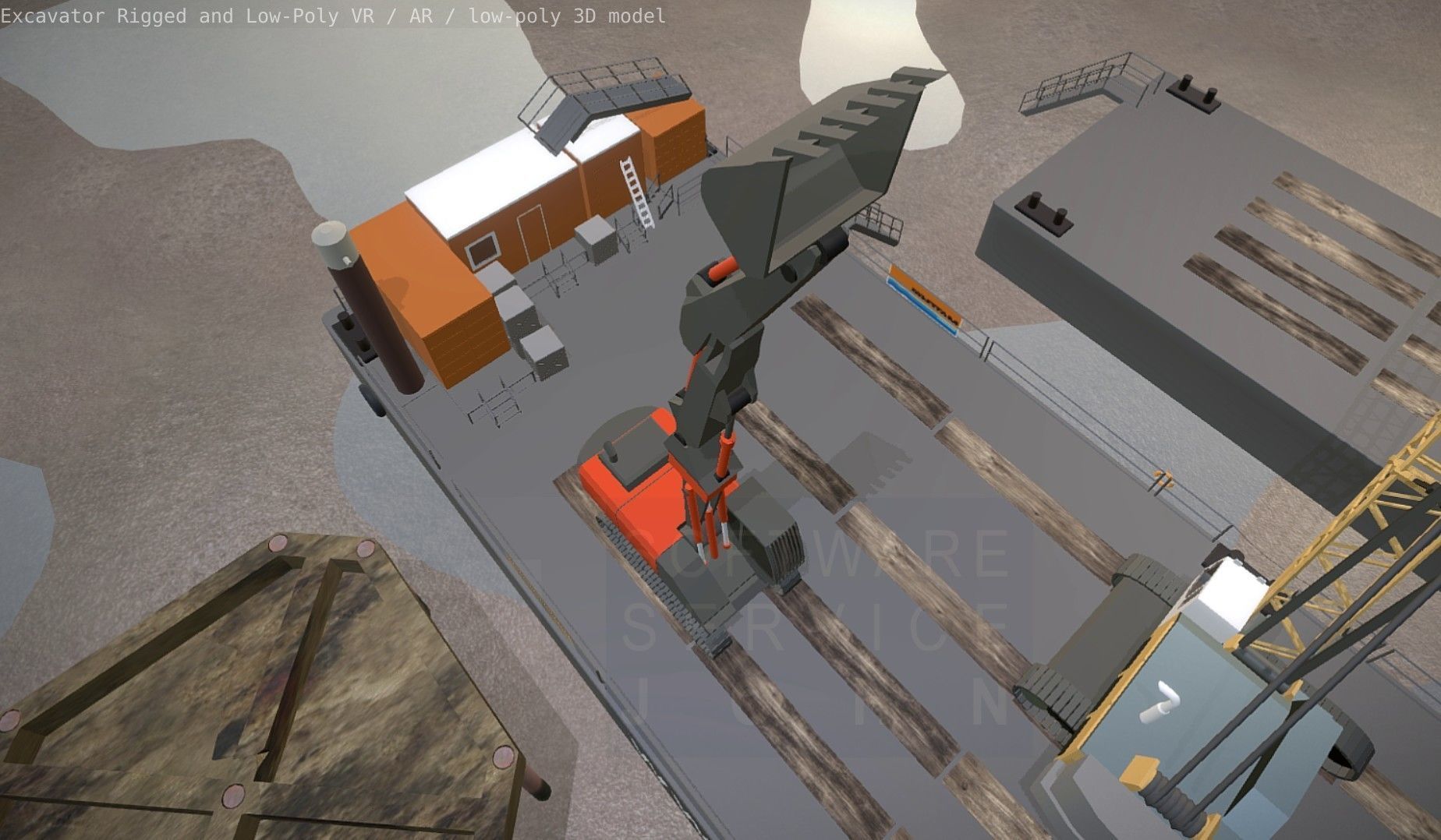 Excavator Rigged and  Low-Poly  Low-poly 3D model_52