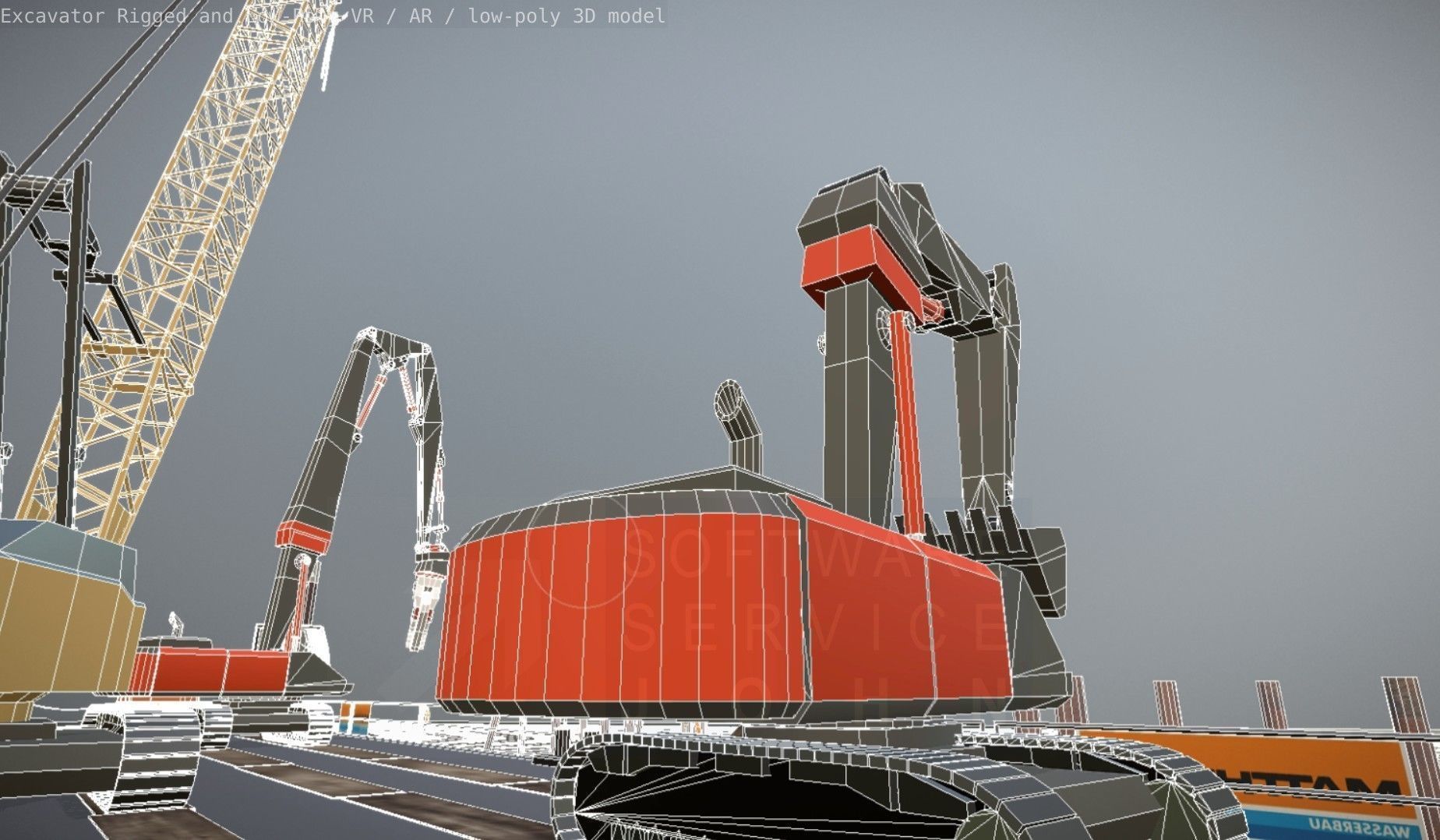 Excavator Rigged and  Low-Poly  Low-poly 3D model_76