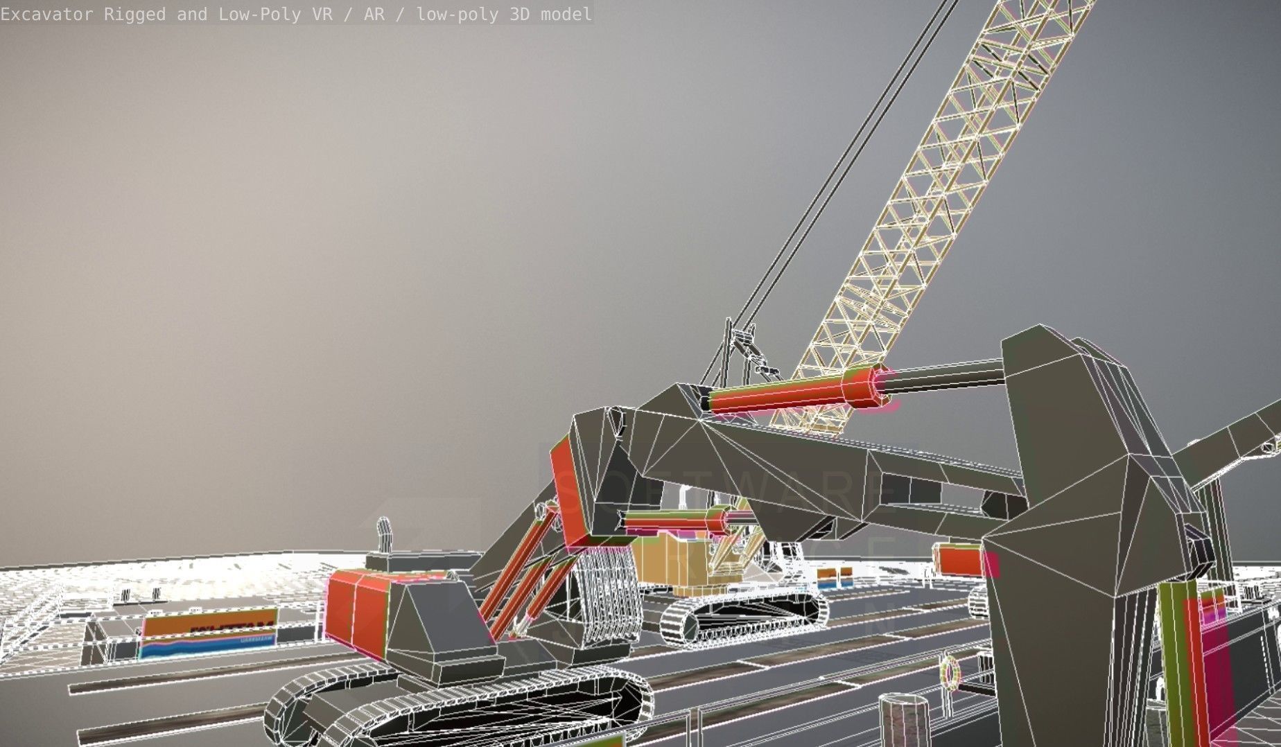 Excavator Rigged and  Low-Poly  Low-poly 3D model_68