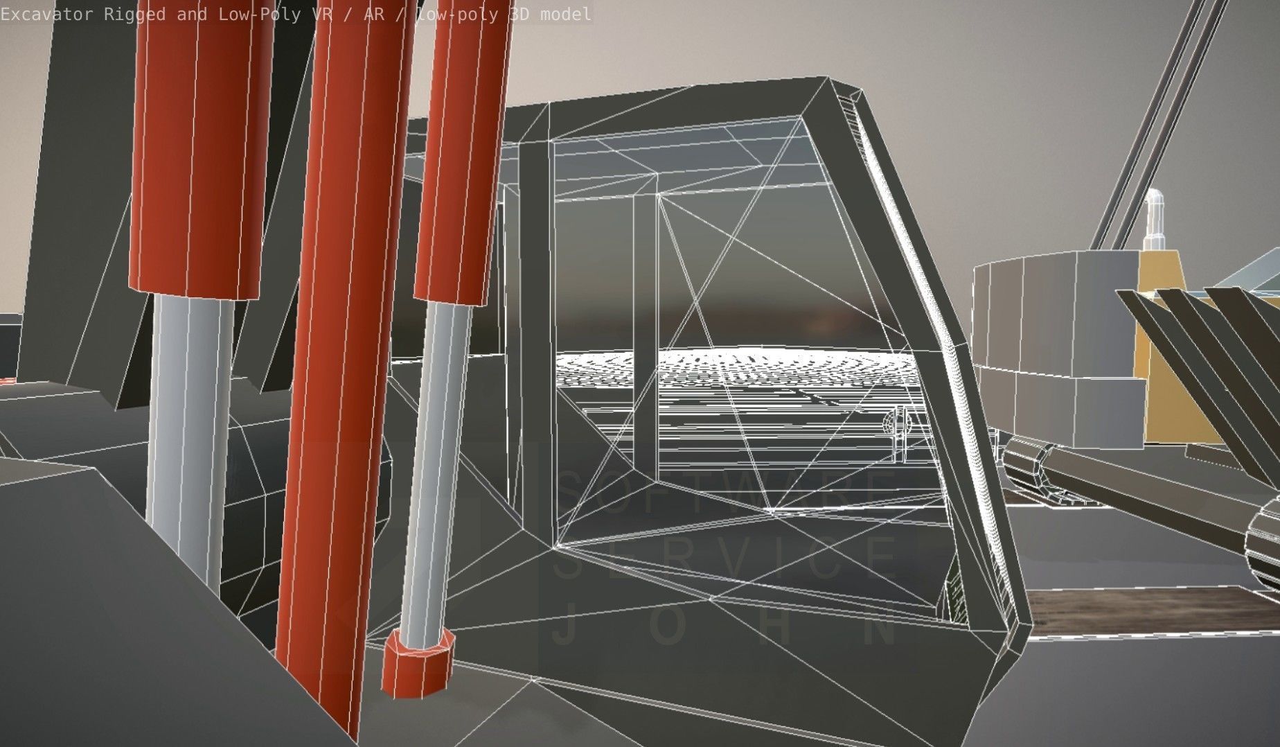 Excavator Rigged and  Low-Poly  Low-poly 3D model_87