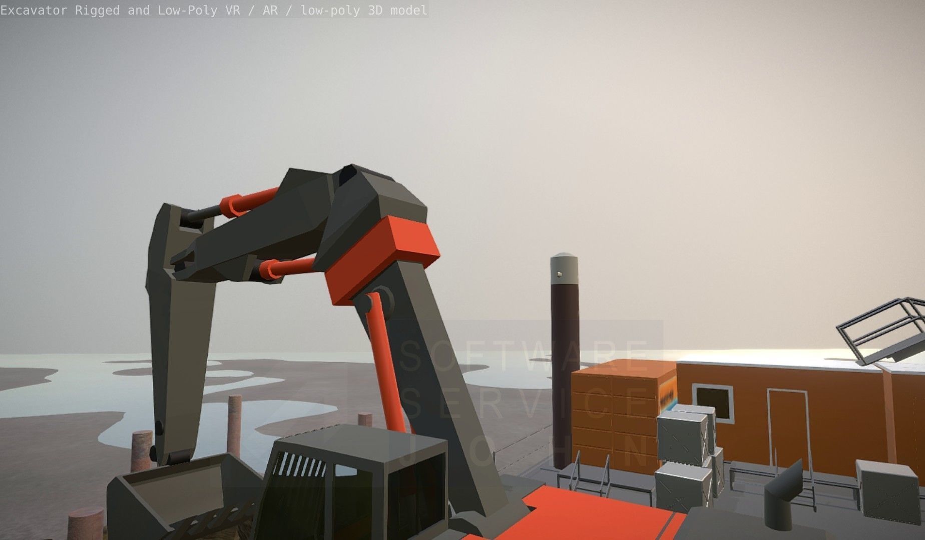 Excavator Rigged and  Low-Poly  Low-poly 3D model_46