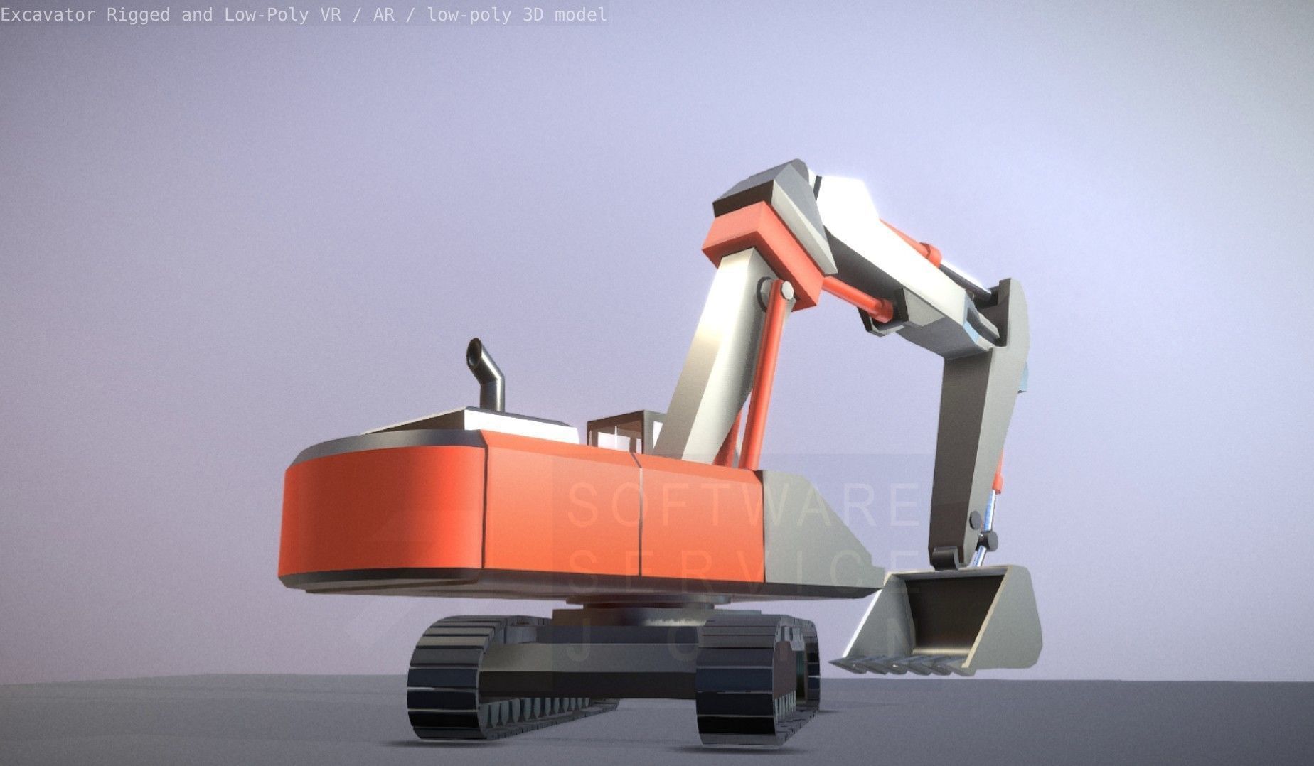 Excavator Rigged and  Low-Poly  Low-poly 3D model_35