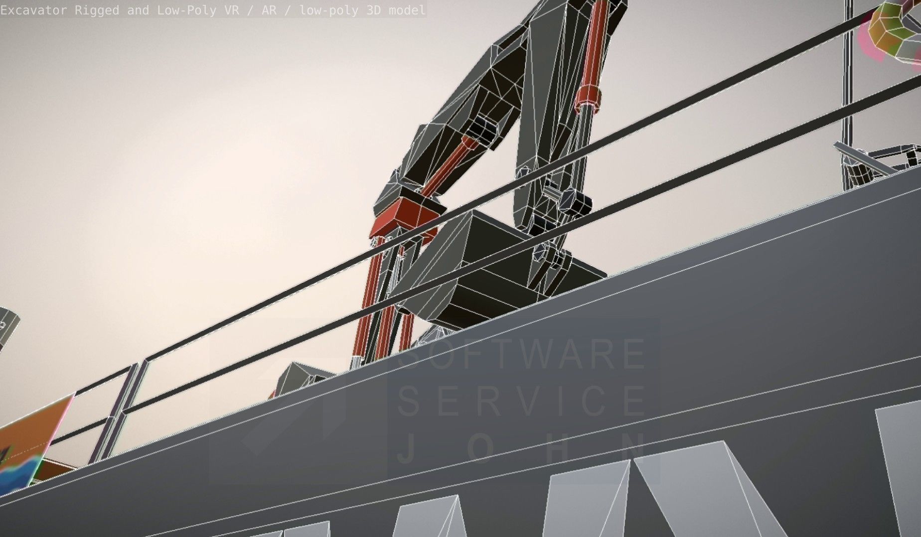 Excavator Rigged and  Low-Poly  Low-poly 3D model_82