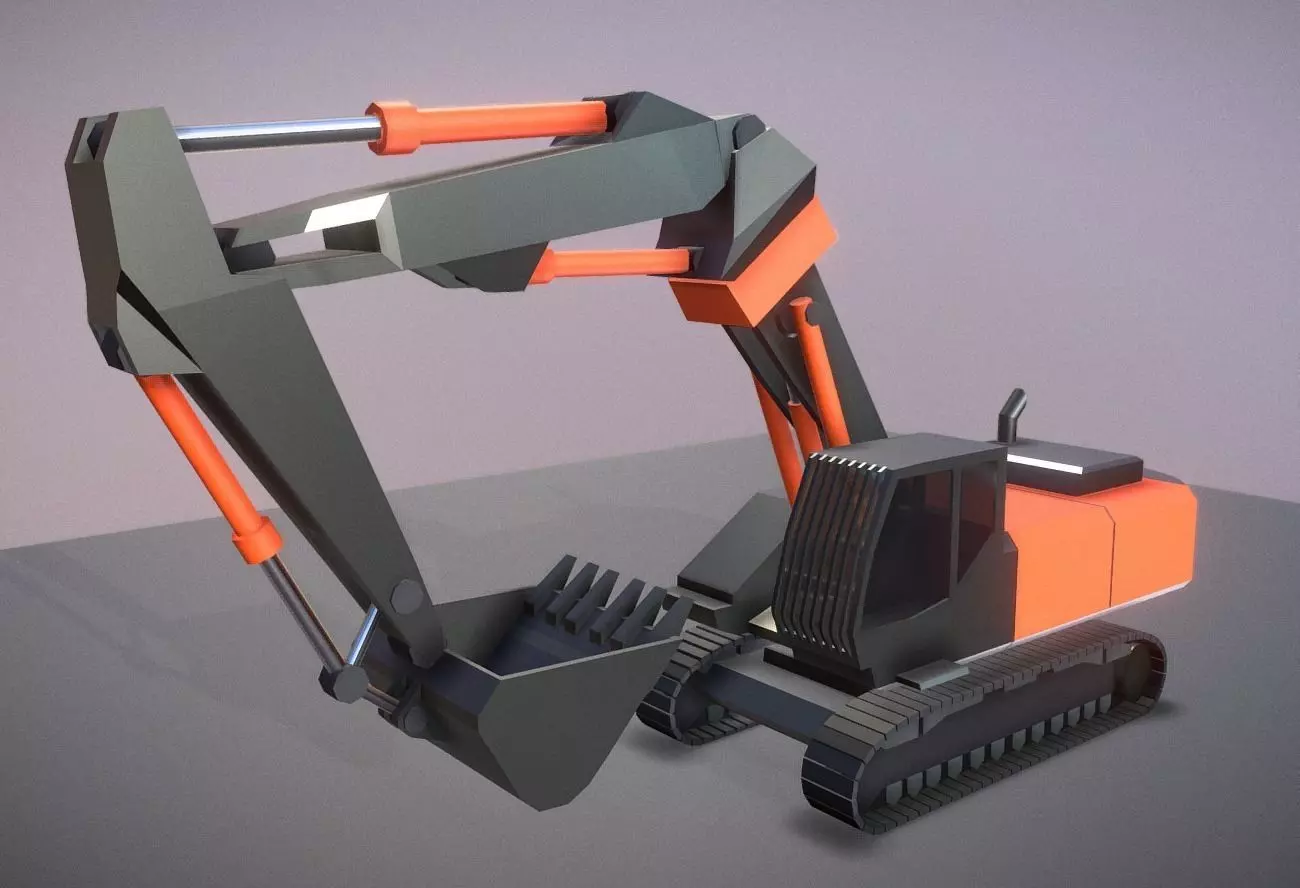 Excavator Rigged and  Low-Poly  Low-poly 3D model_0