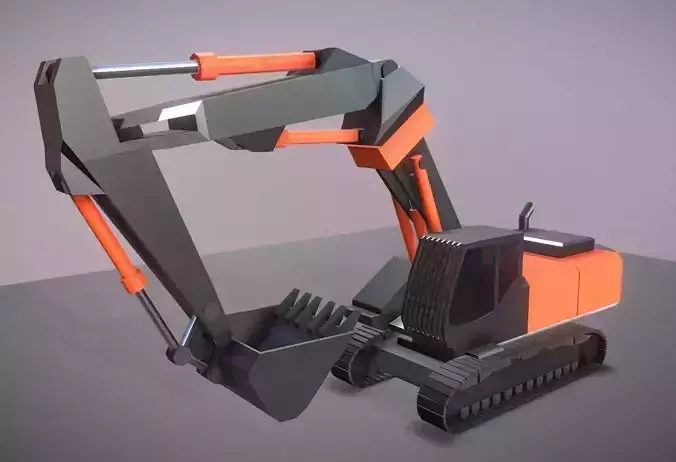 Excavator Rigged and  Low-Poly  Low-poly 3D model