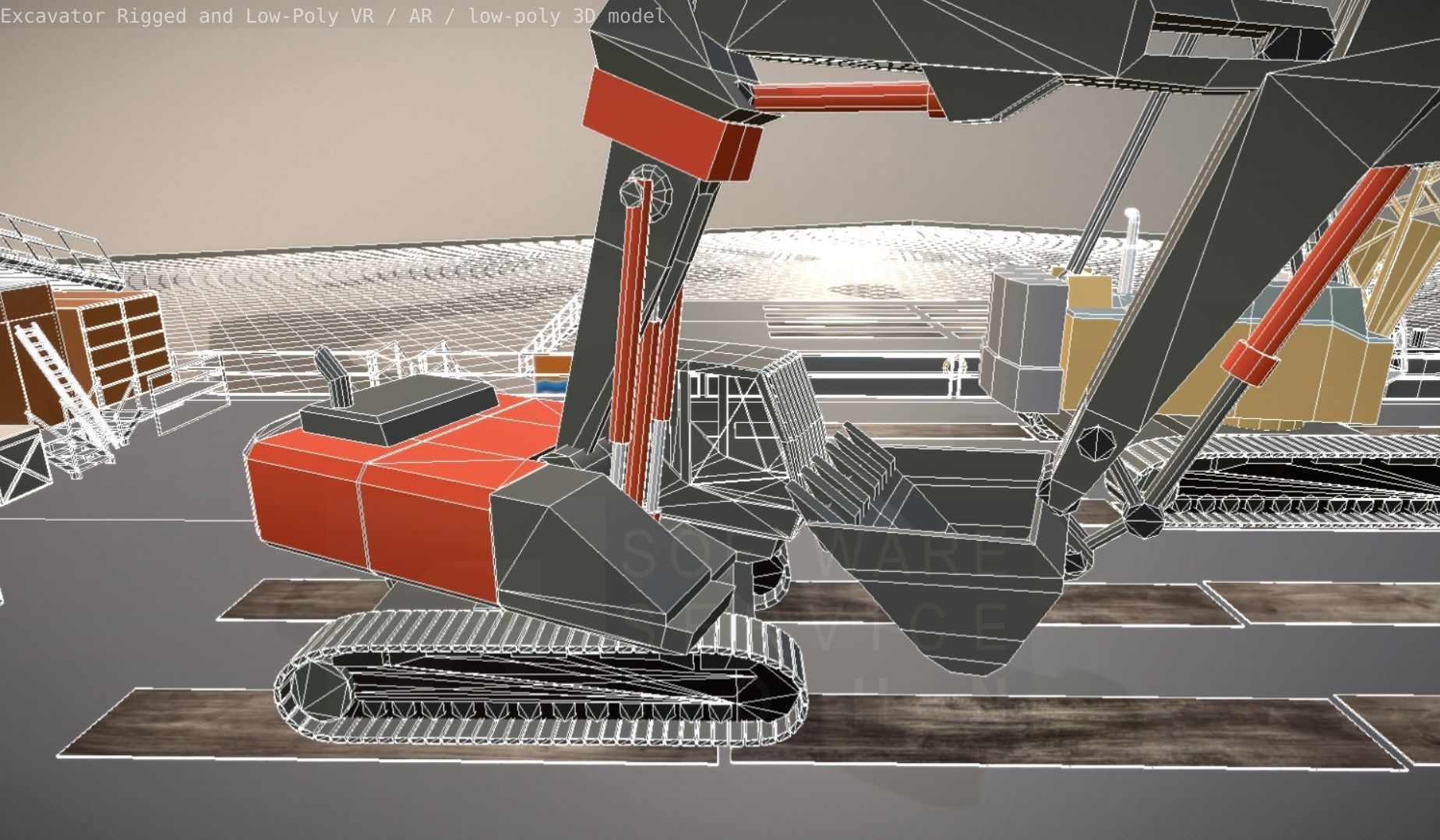 Excavator Rigged and  Low-Poly  Low-poly 3D model_89