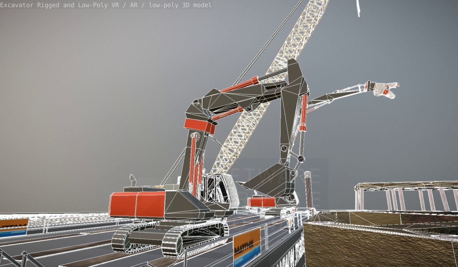 Excavator Rigged and  Low-Poly  Low-poly 3D model_70
