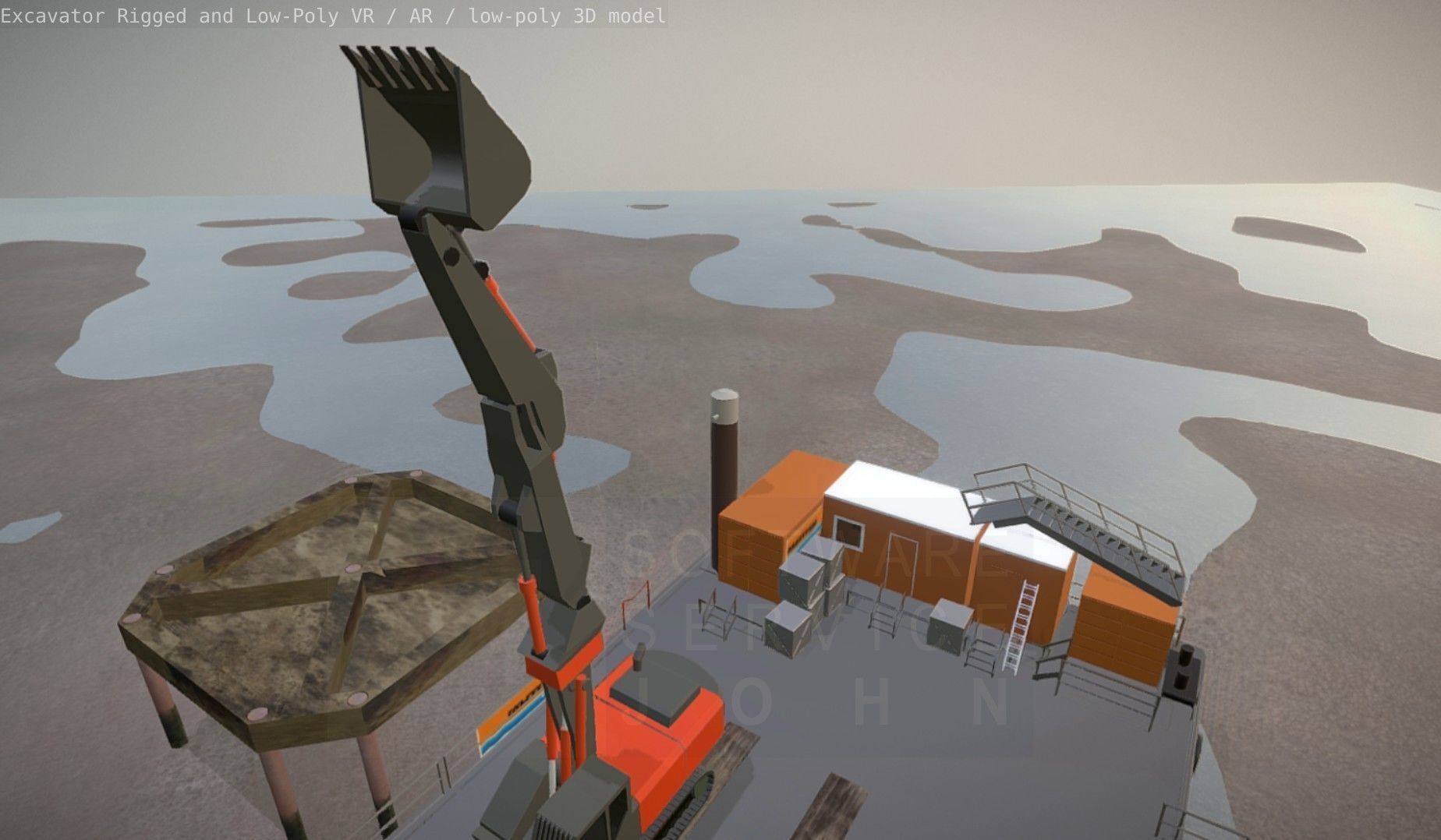 Excavator Rigged and  Low-Poly  Low-poly 3D model_38