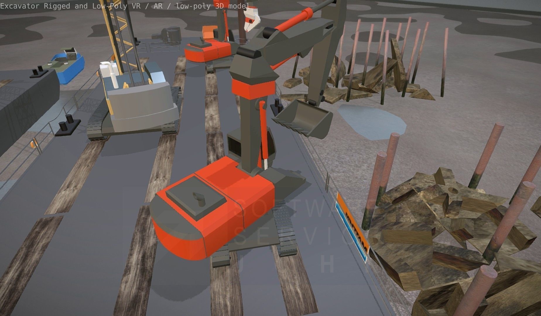 Excavator Rigged and  Low-Poly  Low-poly 3D model_63