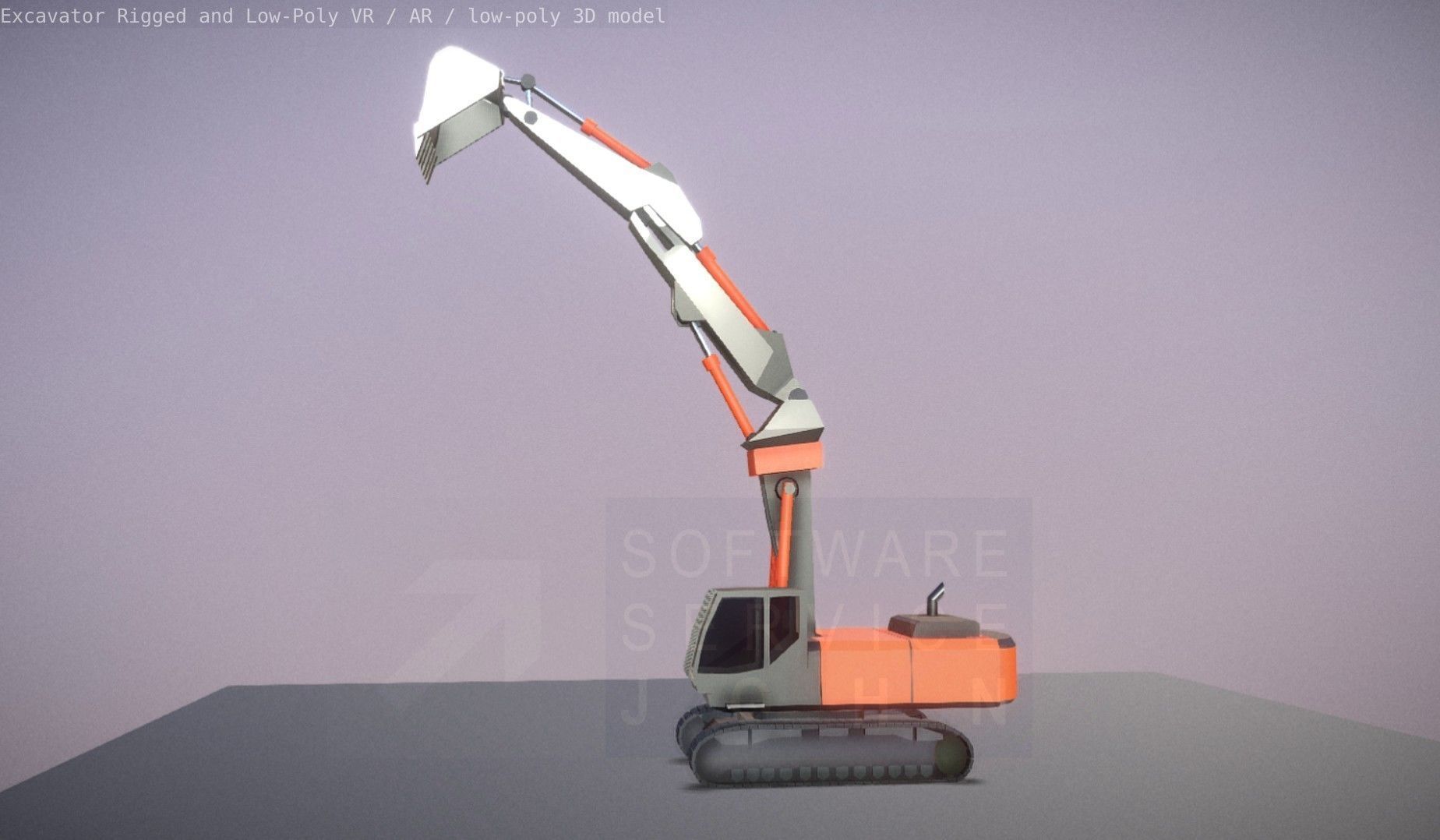 Excavator Rigged and  Low-Poly  Low-poly 3D model_16