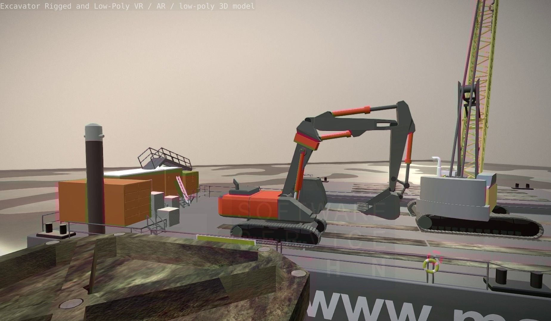 Excavator Rigged and  Low-Poly  Low-poly 3D model_54