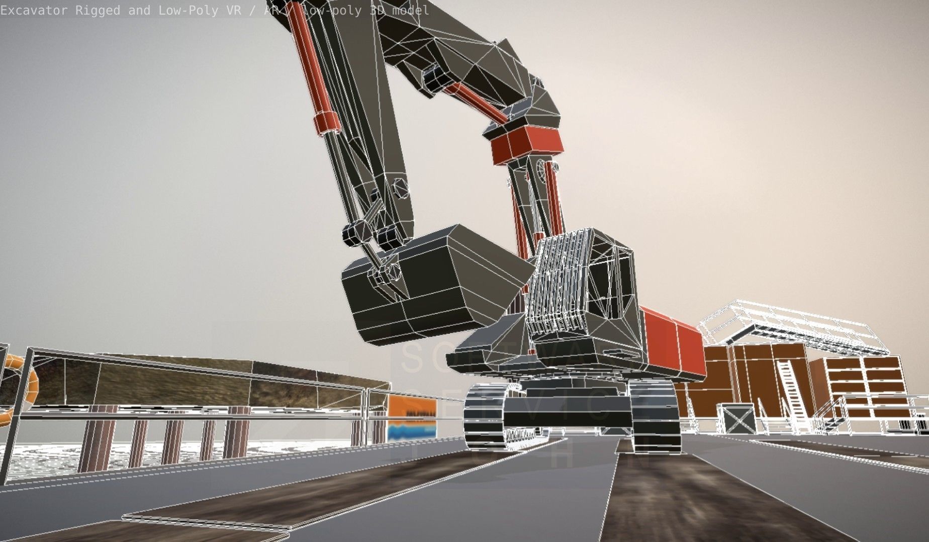Excavator Rigged and  Low-Poly  Low-poly 3D model_86