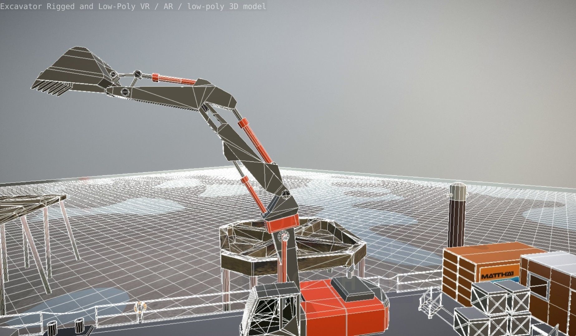 Excavator Rigged and  Low-Poly  Low-poly 3D model_66