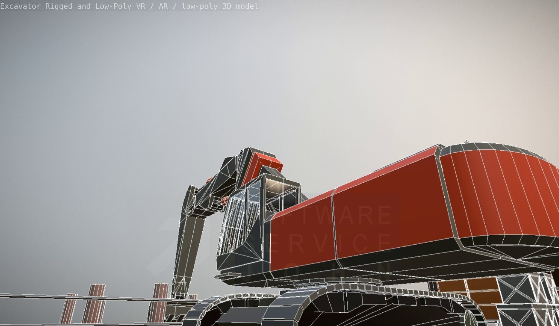 Excavator Rigged and  Low-Poly  Low-poly 3D model_73